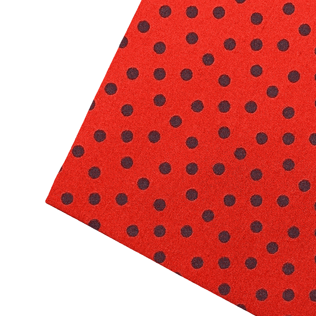 [PS-S300-70-7165] Ziertuch aus Seide, 30 x 30 cm, Stoff: dunkelblau wirr gepunktet auf rot (7165)