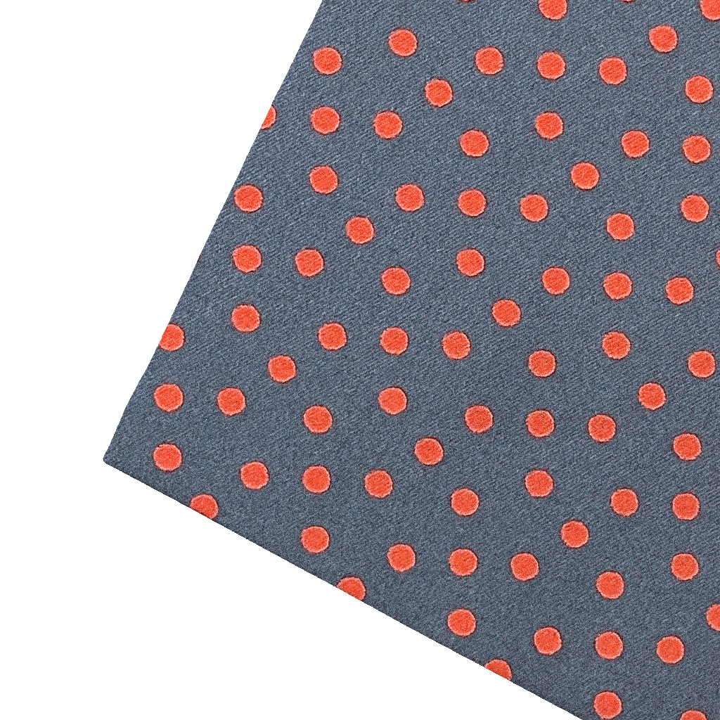 [PS-S300-70-7166] Ziertuch aus Seide, 30 x 30 cm, Stoff: rot wirr gepunktet auf dunkelblau (7166)