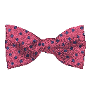 Schleife aus Seide, Form: gerade, Höhe: 65, Stoff: dunkelblau wirr gepunktet auf bordeauxrot (7166b)