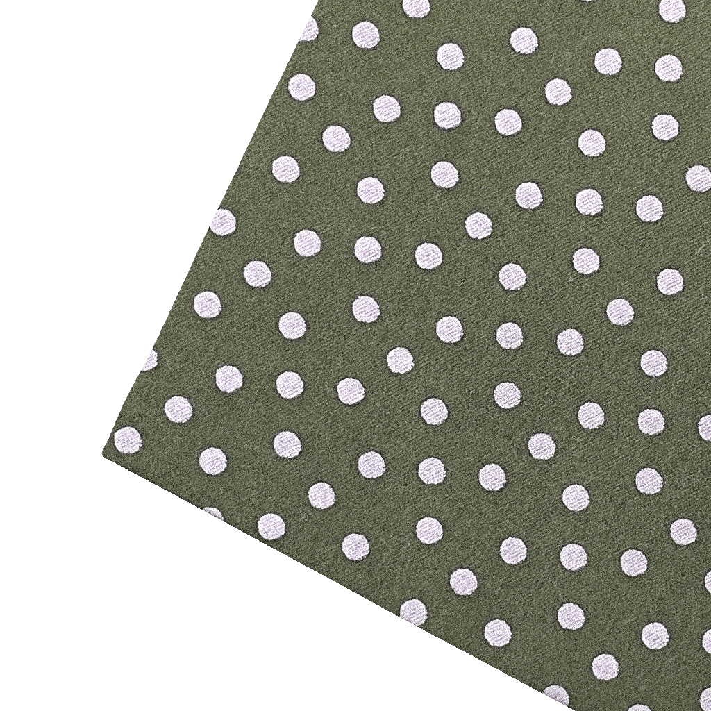 [PS-S300-70-7167] Ziertuch aus Seide, 30 x 30 cm, Stoff: himmelblau wirr gepunktet auf grün (7167)