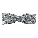 Schleife aus Seide, Form: gerade, Höhe: 35, Stoff: grün wirr gepunktet auf blau (7167b)