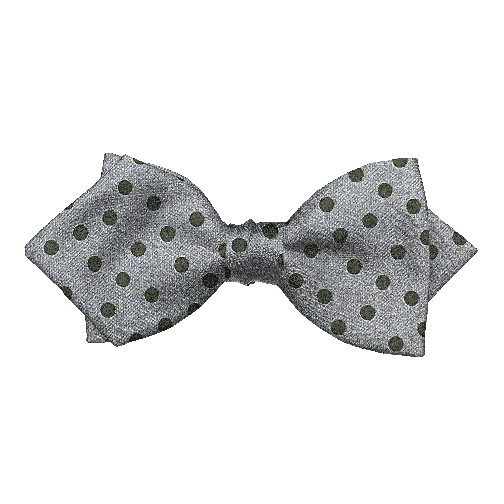 [BT-P-60-E-70-7167b] Schleife aus Seide, Form: spitz, Höhe: 60, Stoff: grün wirr gepunktet auf blau (7167b) (EASY: vorgebunden mit verstellbarer Größe)