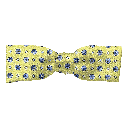 Schleife aus Seide, Form: gerade, Höhe: 35, Stoff: blaue Blümchen auf limettengrün (6837)