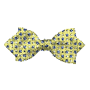 Schleife aus Seide, Form: spitz, Höhe: 60, Stoff: blaue Blümchen auf limettengrün (6837)