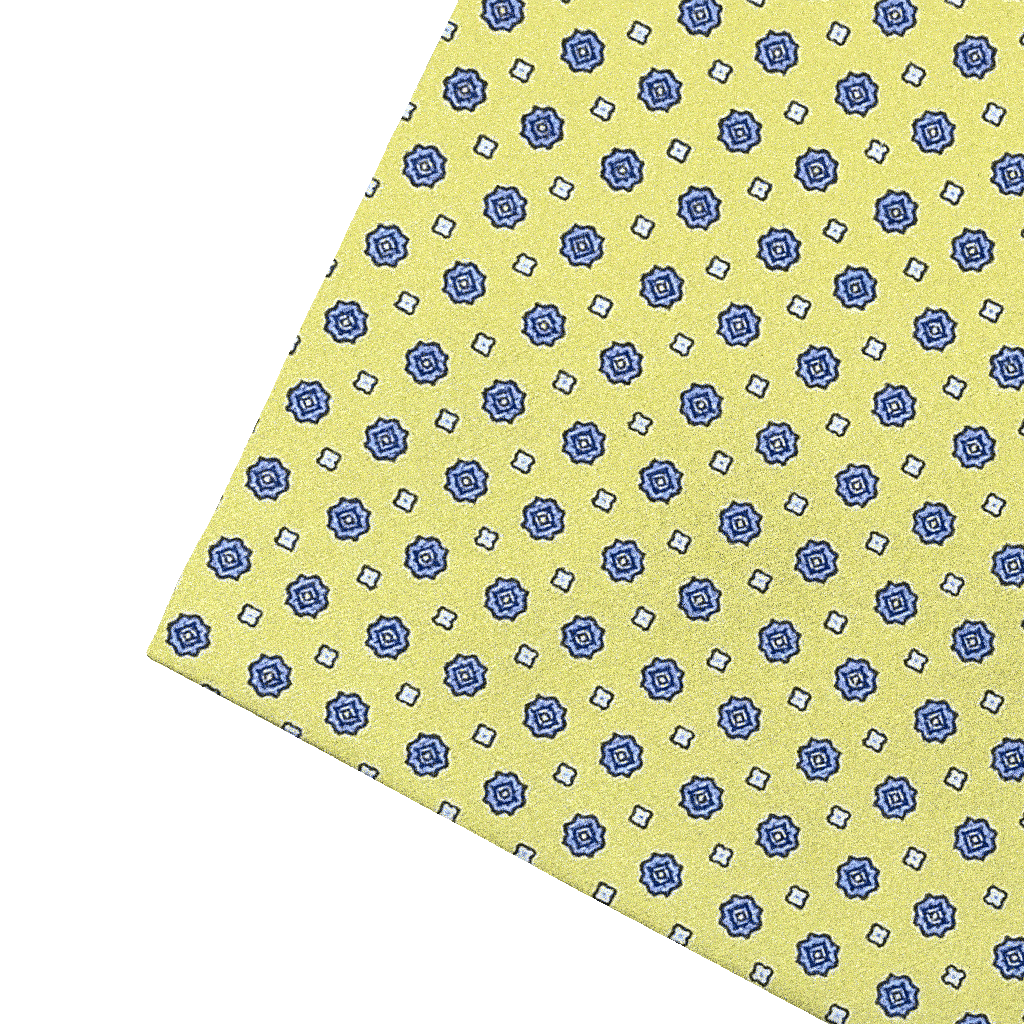 [PS-S300-60-6837] Ziertuch aus Seide, 30 x 30 cm, Stoff: blaue Blümchen auf limettengrün (6837)