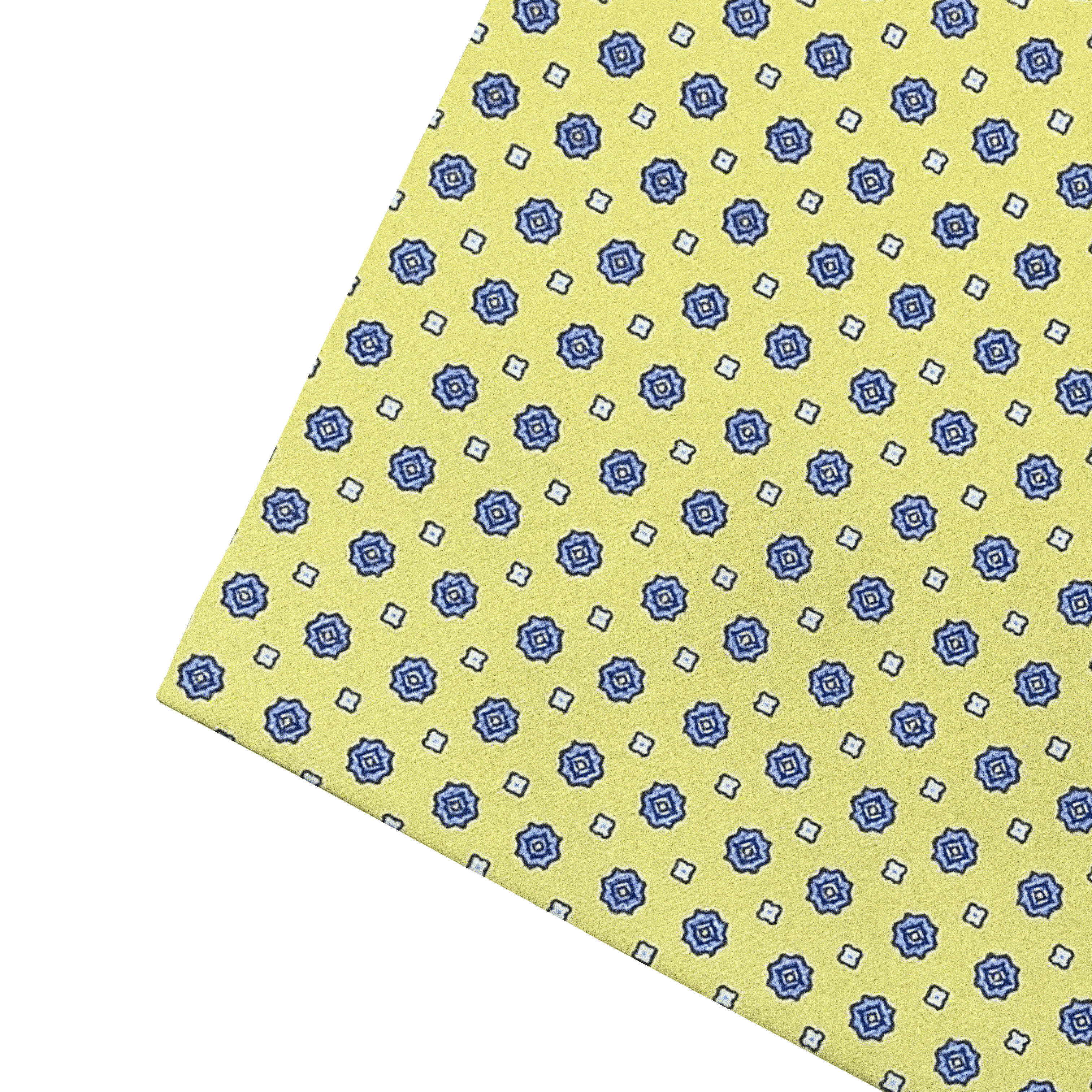 Ziertuch aus Seide, 30 x 30 cm, Stoff: blaue Blümchen auf limettengrün (6837)