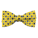 Schleife aus Seide, Form: gerade, Höhe: 50, Stoff: blaue Blümchen auf gelb (6838)
