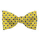 Schleife aus Seide, Form: gerade, Höhe: 65, Stoff: blaue Blümchen auf gelb (6838)
