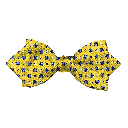 Schleife aus Seide, Form: spitz, Höhe: 60, Stoff: blaue Blümchen auf gelb (6838)