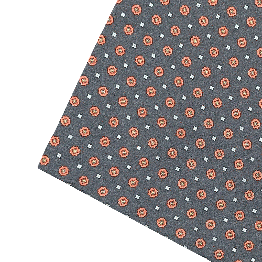 [PS-S300-60-6841] Ziertuch aus Seide, 30 x 30 cm, Stoff: rote Blümchen auf dunkelblau (6841)
