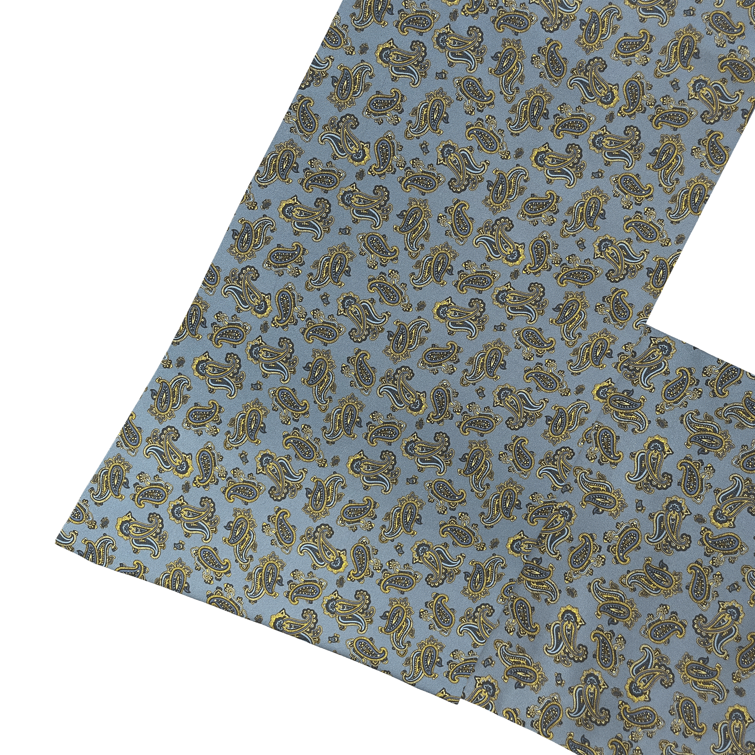 Mantelschal aus Seide, Stoff: kleines Paisley in blau und gelb auf hellblau (6500)