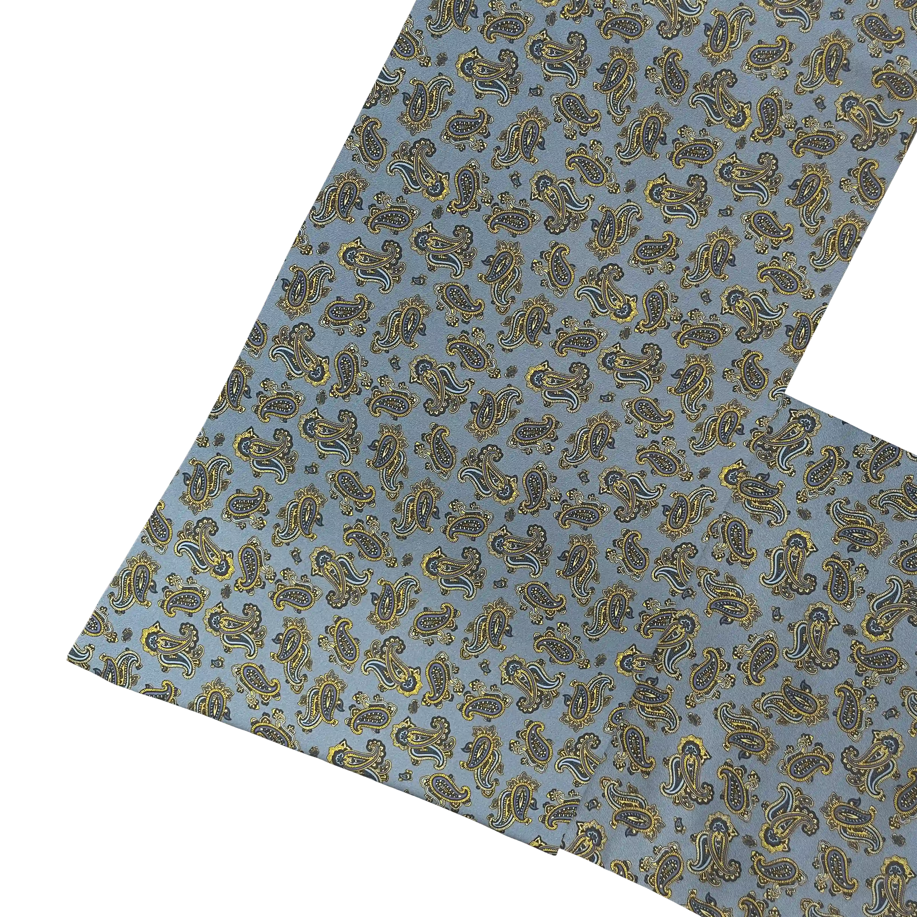 Fiorentina-Schal aus Seide, Stoff: kleines Paisley in blau und gelb auf hellblau (6500)