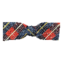 Schleife aus Seide, Form: gerade, Höhe: 35, Stoff: geometrisch gemustert in dunkelblau und rot (7289)
