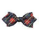 Schleife aus Seide, Form: spitz, Höhe: 60, Stoff: geometrisch gemustert in dunkelblau und rot (7289)