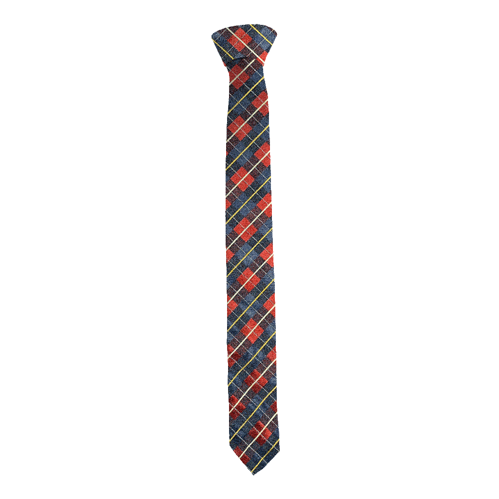 [T-55-M-70-7289] Krawatte aus Seide, Breite: 55, Stoff: geometrisch gemustert in dunkelblau und rot (7289) (Standardlänge (150))