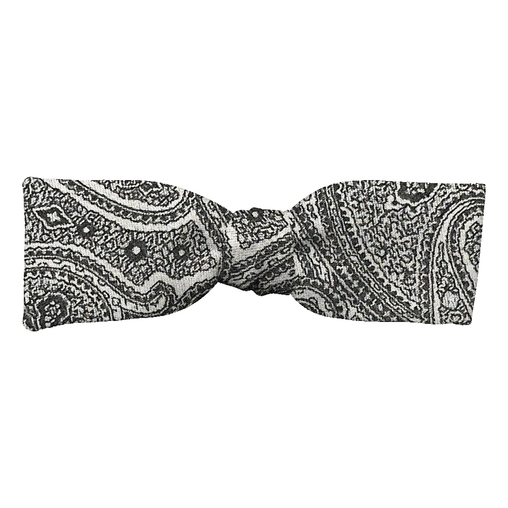 [BT-S-35-E-70-7291] Schleife aus Seide, Form: gerade, Höhe: 35, Stoff: Paisley in Graustufen (7291) (EASY: vorgebunden mit verstellbarer Größe)