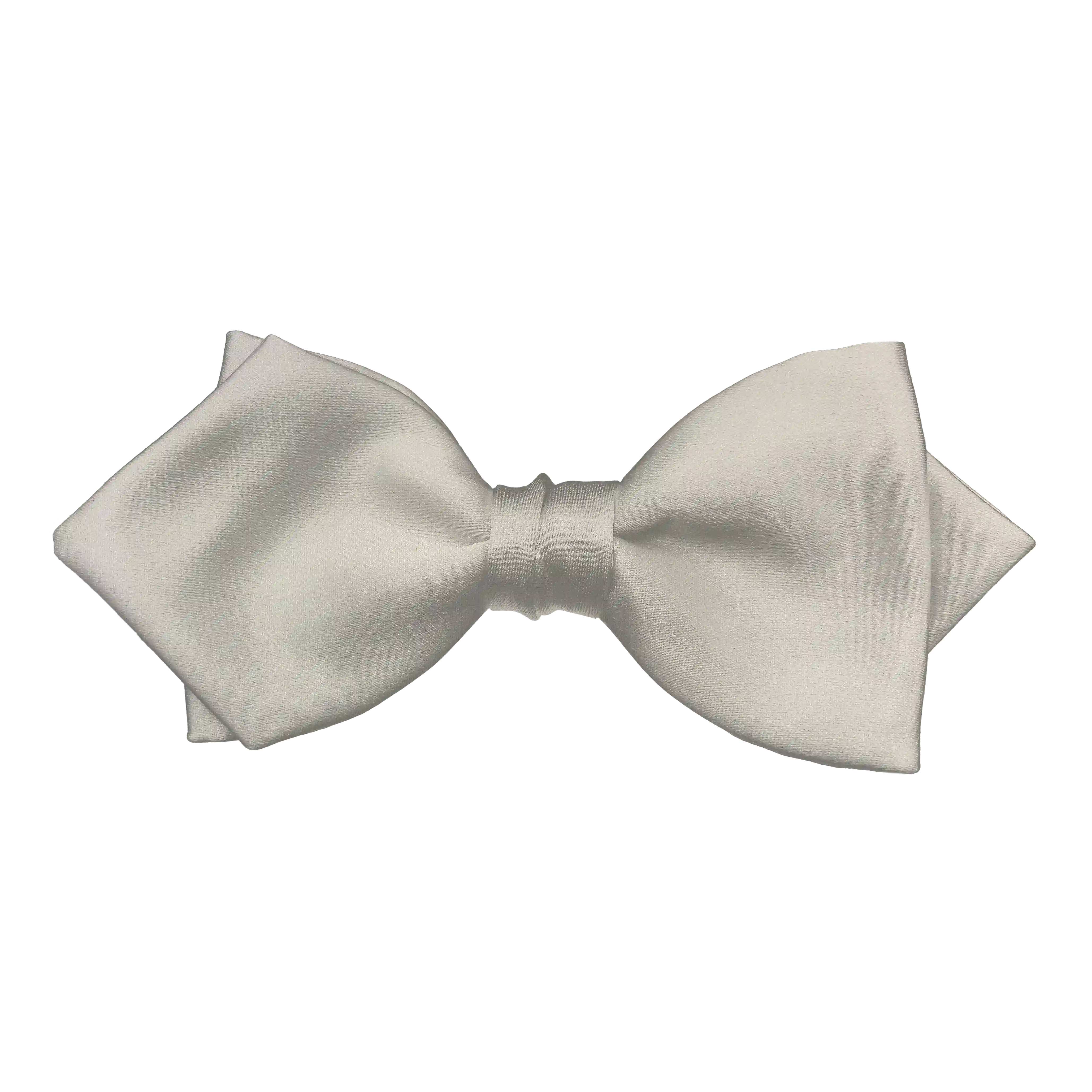 [BT-P-60-E-04-0410] bow tie from silk, shape: pointy, height: 60 mm, fabric: unicoloured ivory white (0410) (EASY: pre-tied with adjustable size)