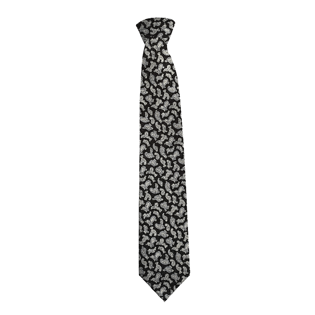 Krawatte aus Seide, Breite: 85, Stoff: graues Paisley auf schwarz (6481)