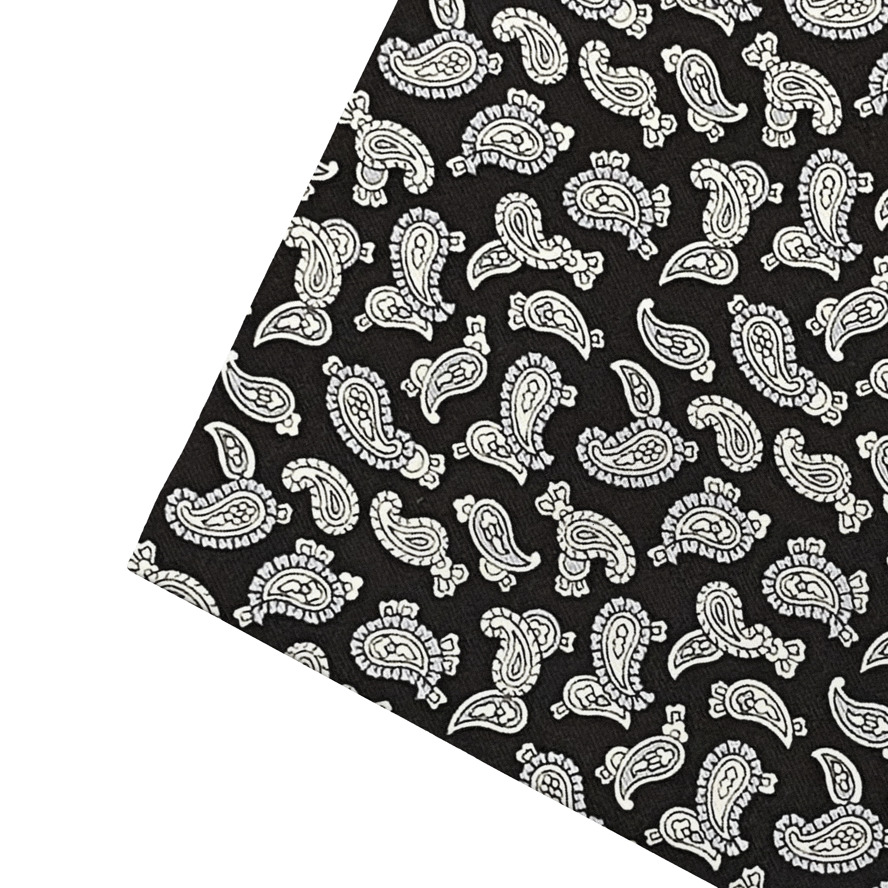 Ziertuch aus Seide, 30 x 30 cm, Stoff: graues Paisley auf schwarz (6481)