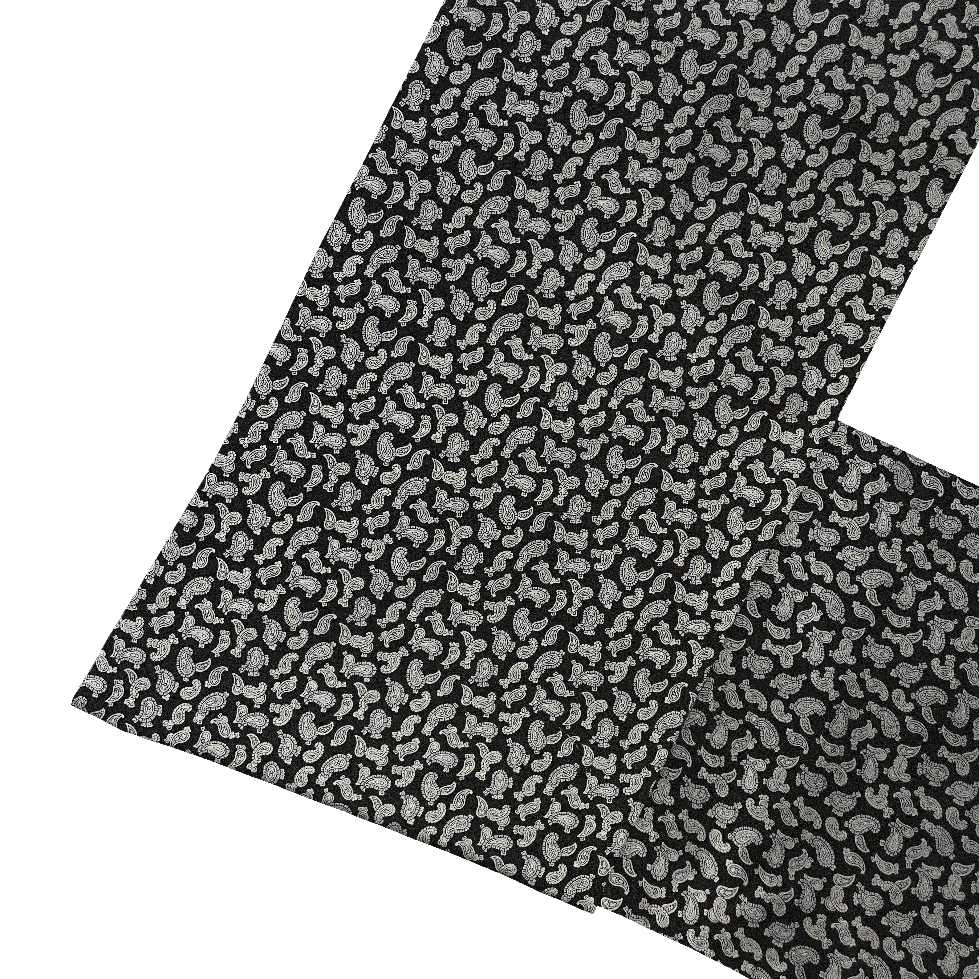 [SC-S-138-60-6481] Sacco-Schal aus Seide, Stoff: graues Paisley auf schwarz (6481) (138 cm)