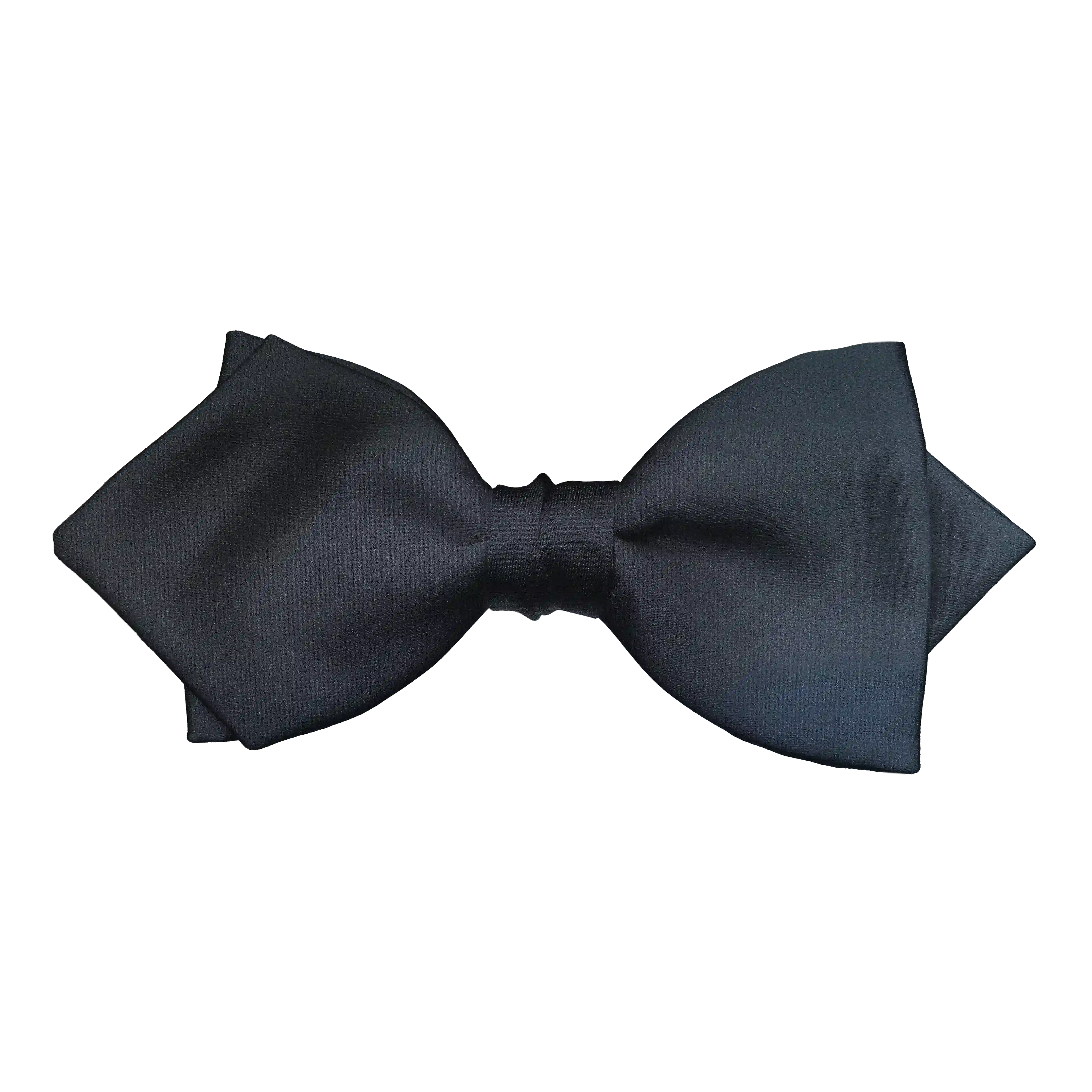 [BT-P-60-E-04-0480] Schleife aus Seide, Form: spitz, Höhe: 60 mm, Stoff: einfarbig schwarz (0480) (EASY: vorgebunden mit verstellbarer Größe)