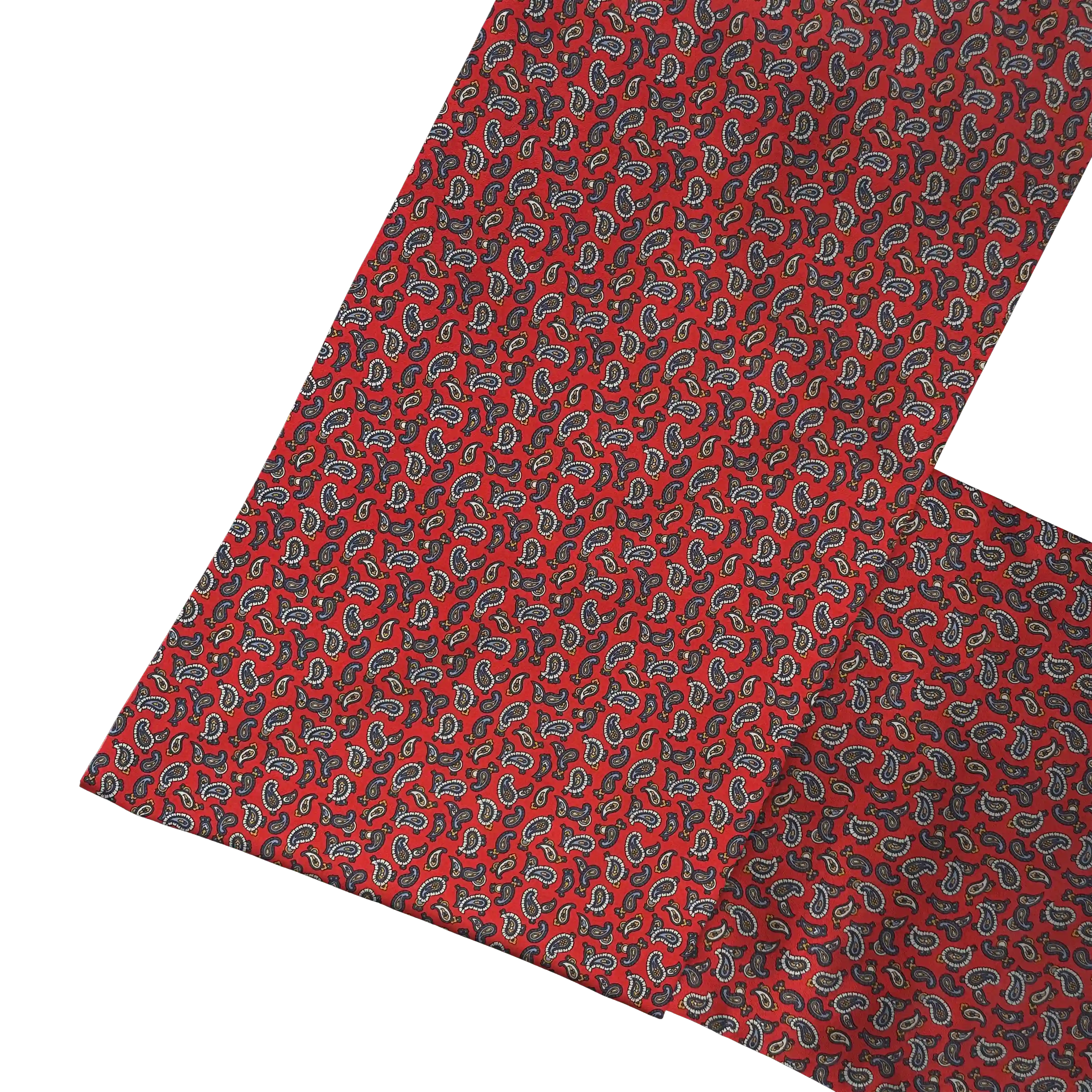 [SC-F-165-60-6483] Fiorentina-Schal aus Seide, Stoff: grau-blaues Paisley auf rot (6483) (165 cm)