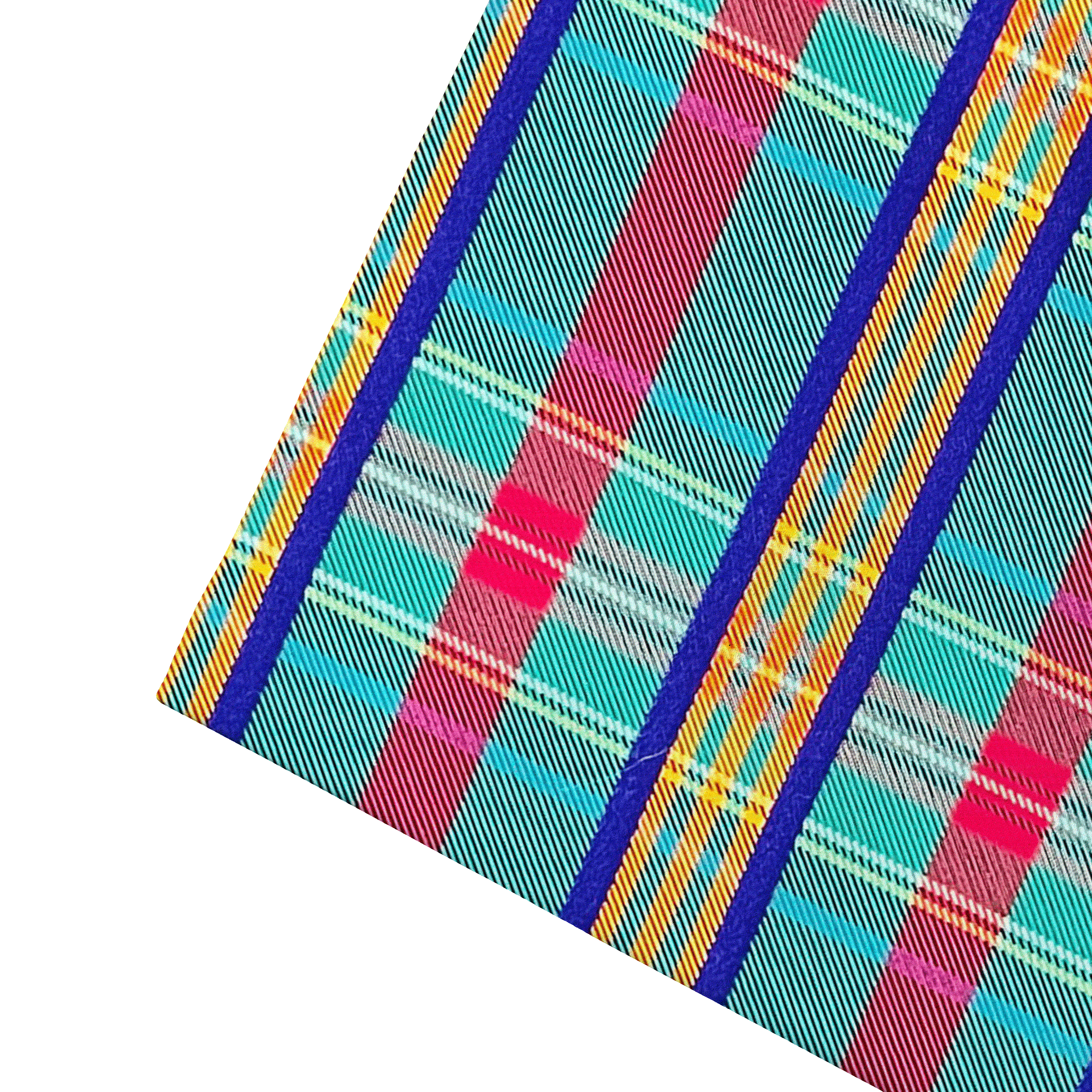 [PS-S300-70-7882] Ziertuch aus Seide, 30 x 30 cm, Stoff: türkis, rot, blau und gelb kariert (7882)