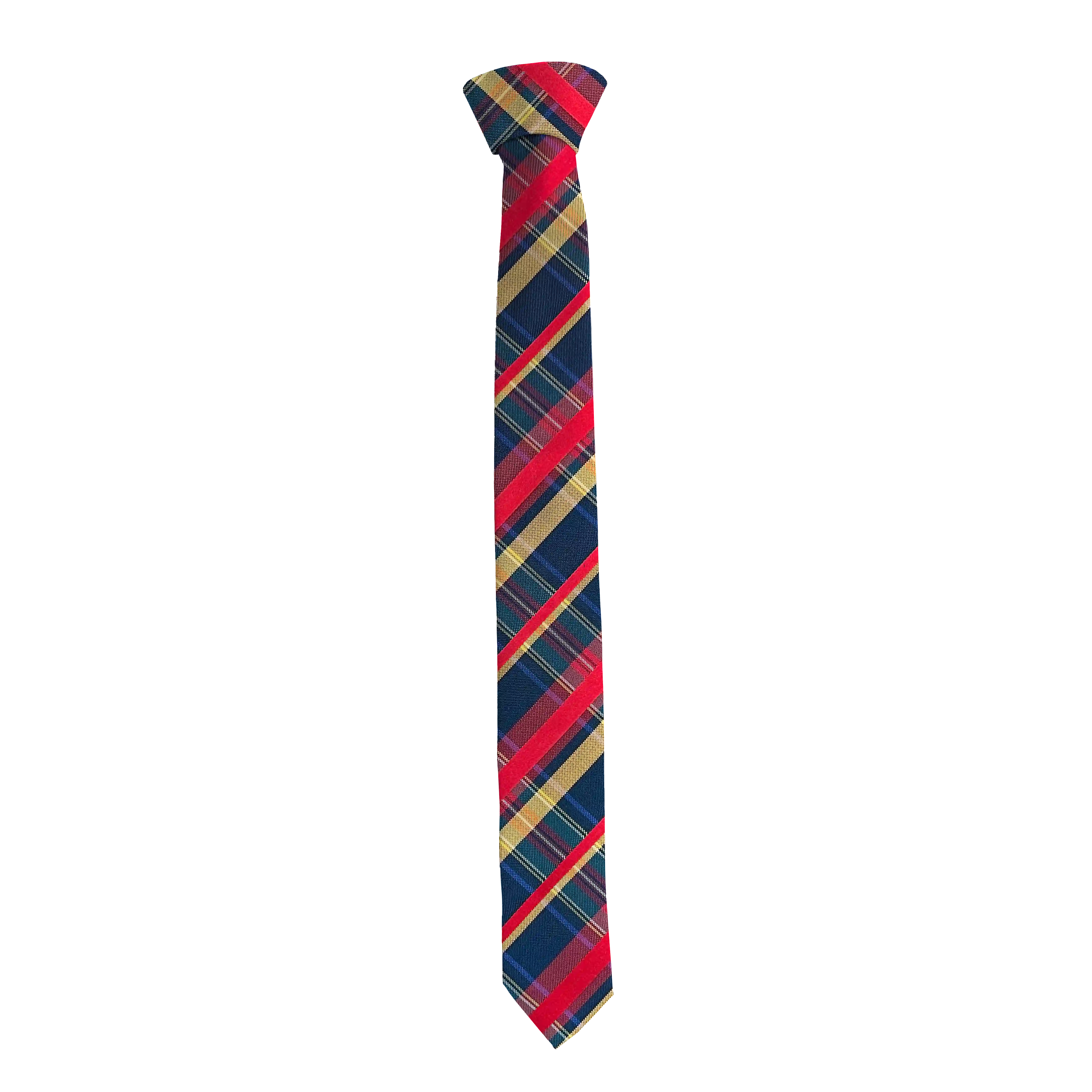 Krawatte aus Seide, Breite: 55 mm, Stoff: dunkelblau, rot, gelb kariert (7833)