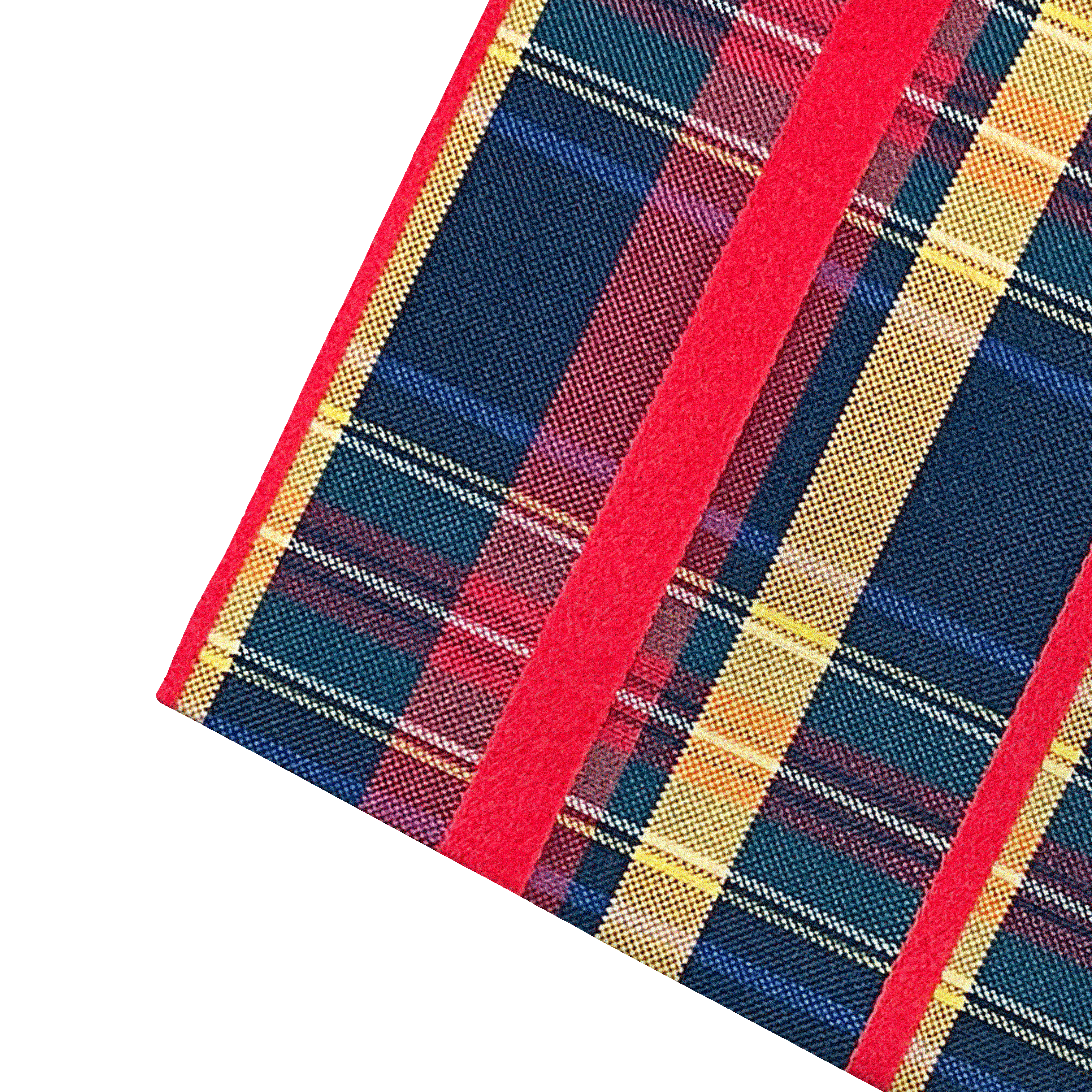 Ziertuch aus Seide, 30 x 30 cm, Stoff: dunkelblau, rot, gelb kariert (7833)