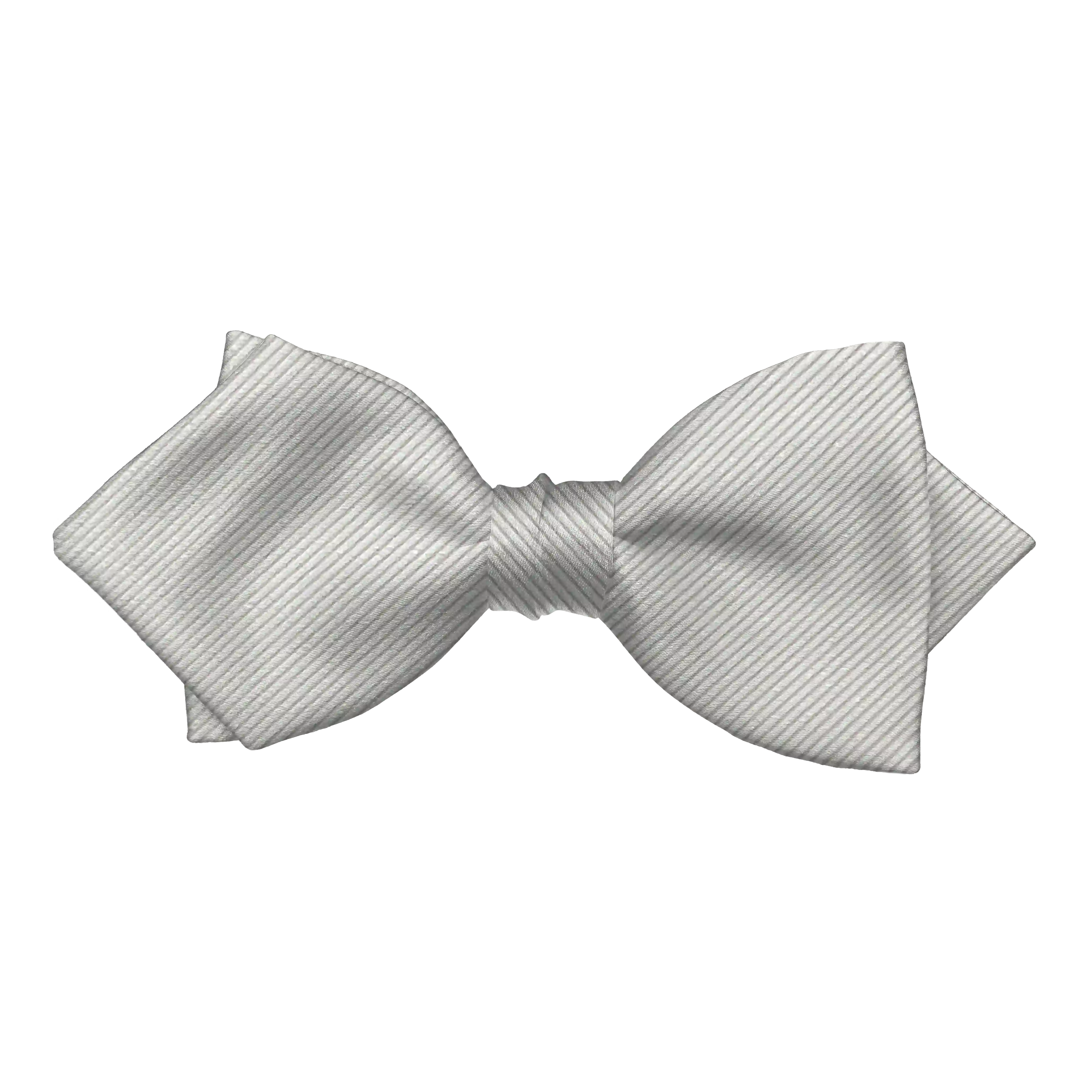[BT-P-60-E-09-0910] Schleife aus Seide, Form: spitz, Höhe: 60 mm, Stoff: gerippt in naturweiß (0910) (EASY: vorgebunden mit verstellbarer Größe)