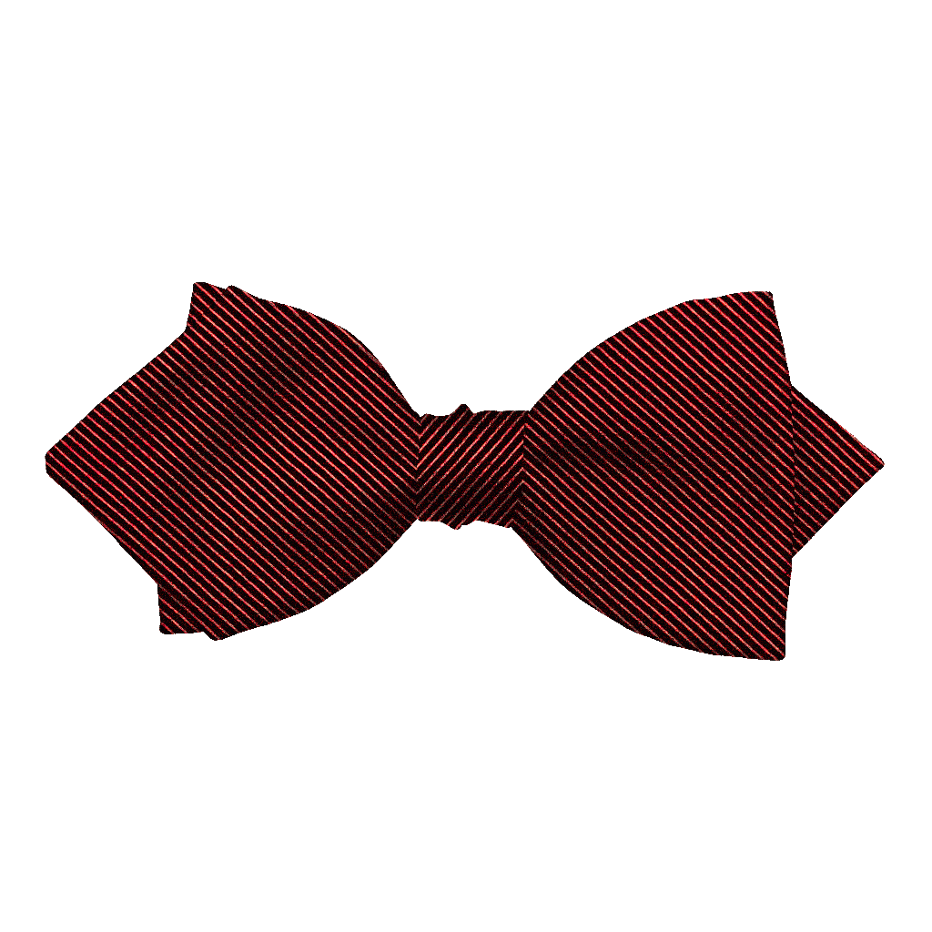 [BT-P-60-E-09-0945] Schleife aus Seide, Form: spitz, Höhe: 60, Stoff: gerippt in schwarz-rot (0945) (EASY: vorgebunden mit verstellbarer Größe)