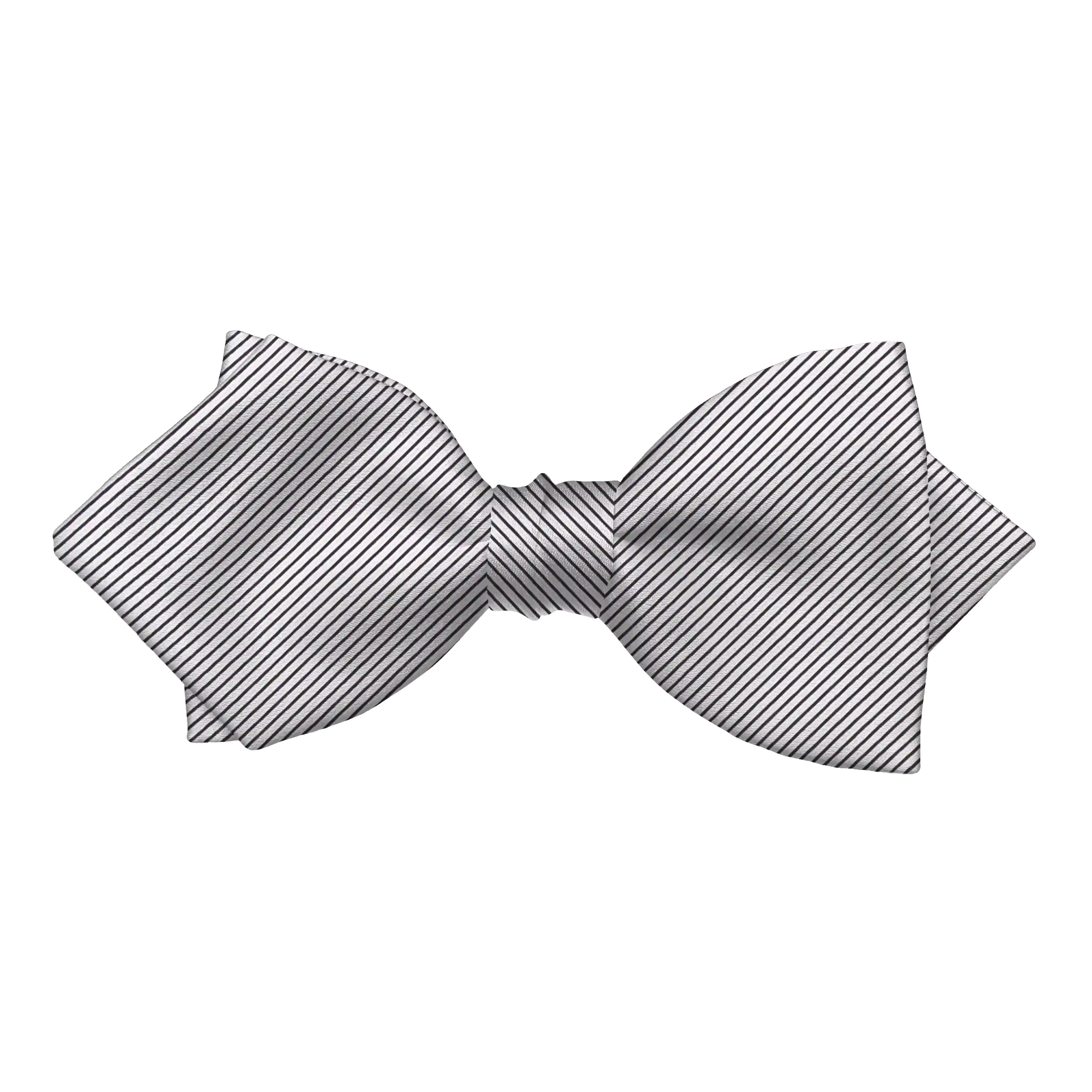 [BT-P-60-E-09-0955] Schleife aus Seide, Form: spitz, Höhe: 60 mm, Stoff: gerippt in hellgrau-schwarz (0955) (EASY: vorgebunden mit verstellbarer Größe)