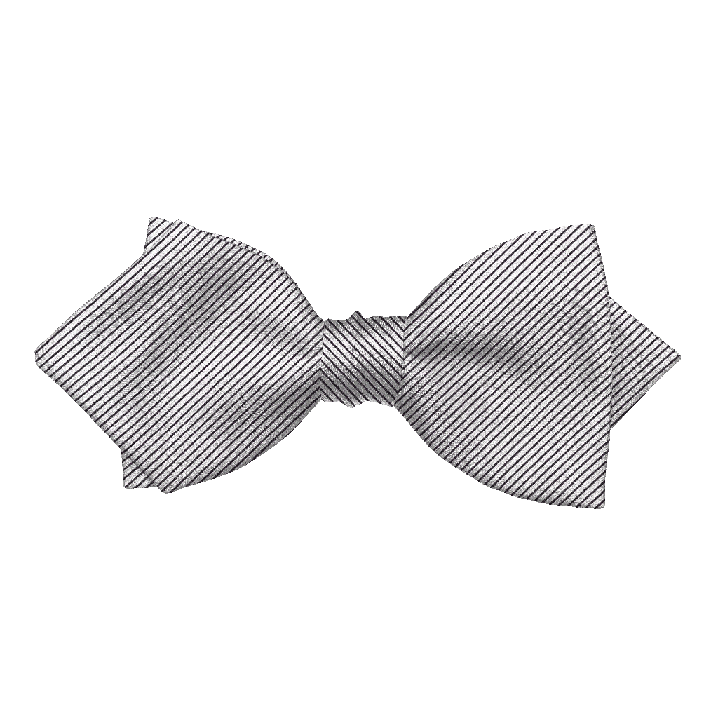 [BT-P-60-E-09-0955] Schleife aus Seide, Form: spitz, Höhe: 60, Stoff: gerippt in hellgrau-schwarz (0955) (EASY: vorgebunden mit verstellbarer Größe)
