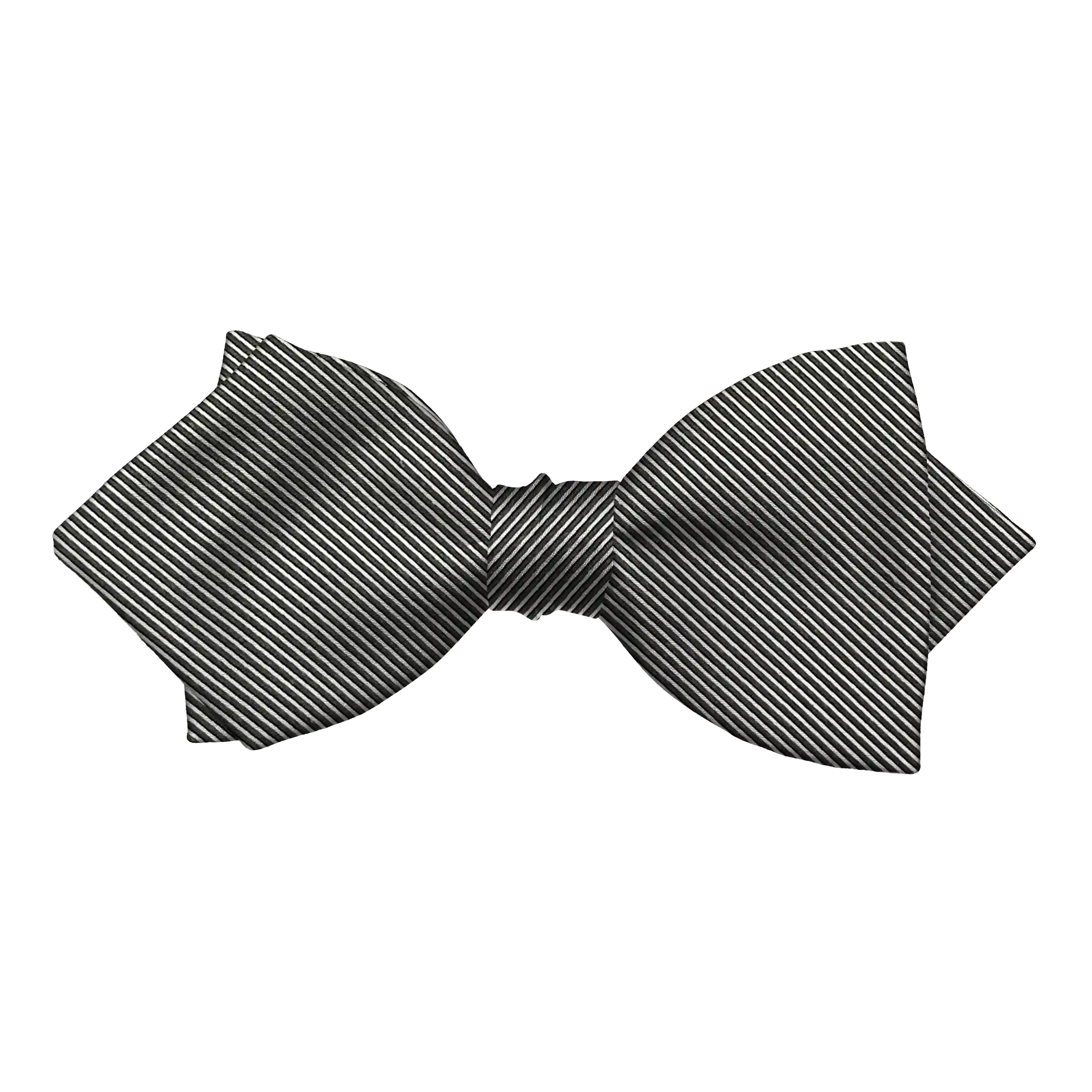 [BT-P-60-E-09-0959] Schleife aus Seide, Form: spitz, Höhe: 60 mm, Stoff: gerippt in schwarz-hellgrau (0959) (EASY: vorgebunden mit verstellbarer Größe)