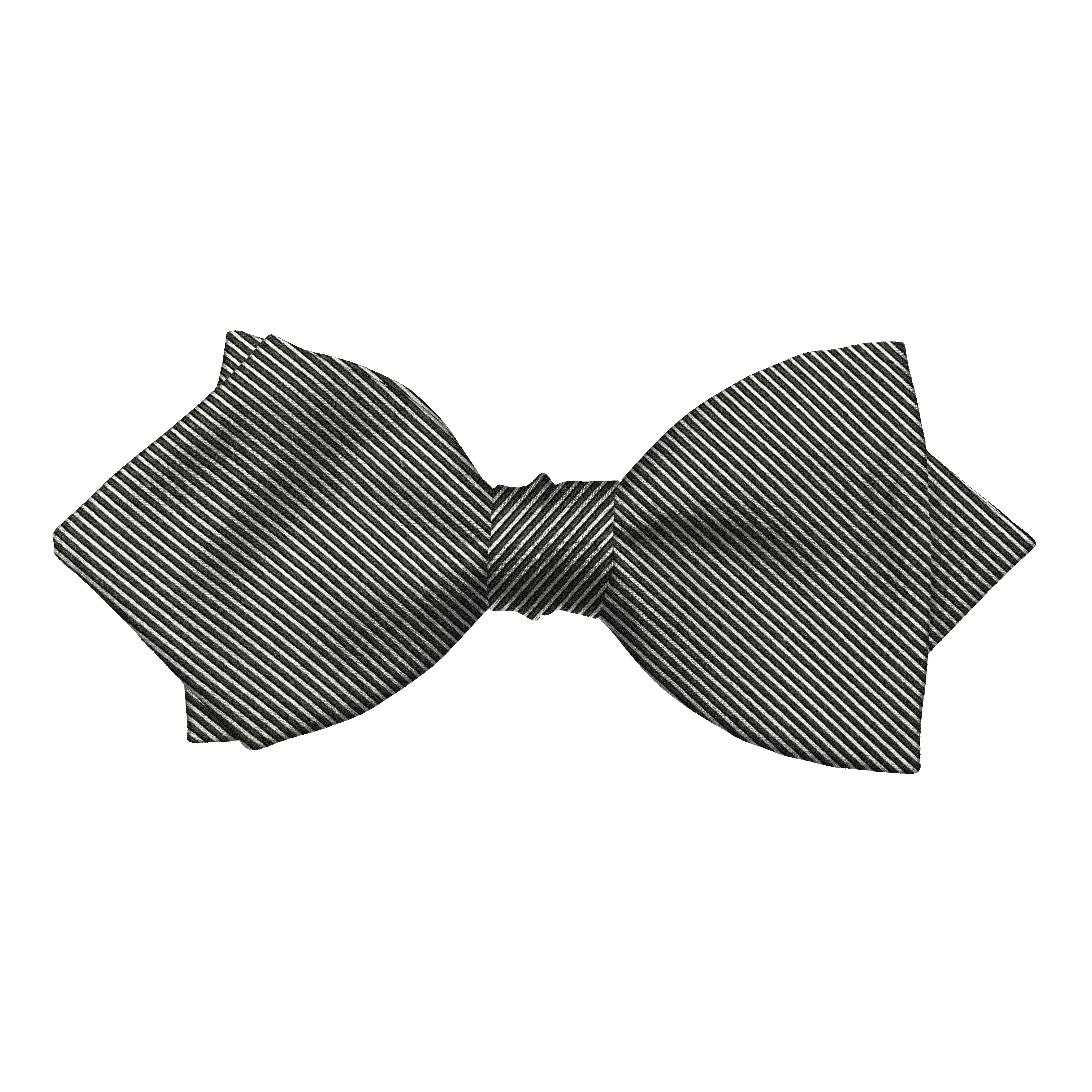 Schleife aus Seide, Form: spitz, Höhe: 60, Stoff: gerippt in schwarz-hellgrau (0959)