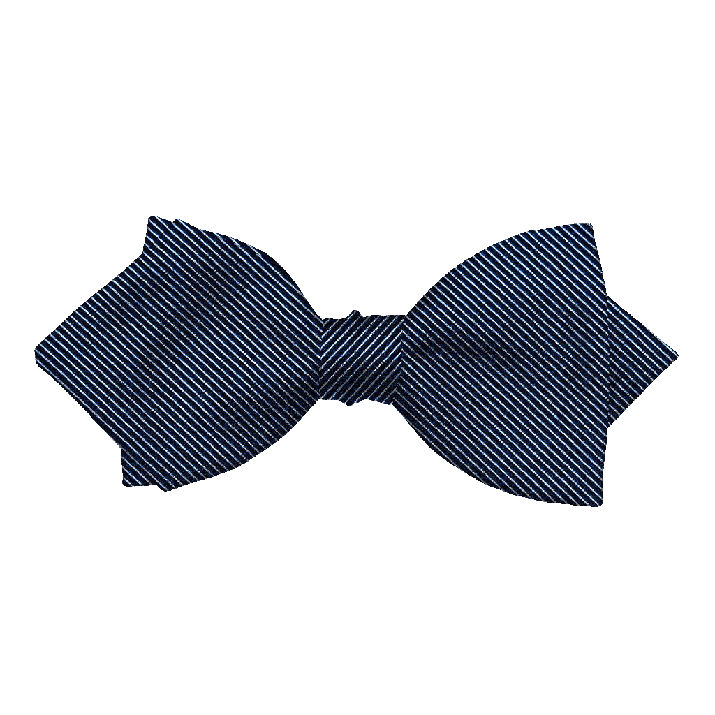 [BT-P-60-E-09-0935] Schleife aus Seide, Form: spitz, Höhe: 60, Stoff: gerippt in schwarz-blau (0935) (EASY: vorgebunden mit verstellbarer Größe)