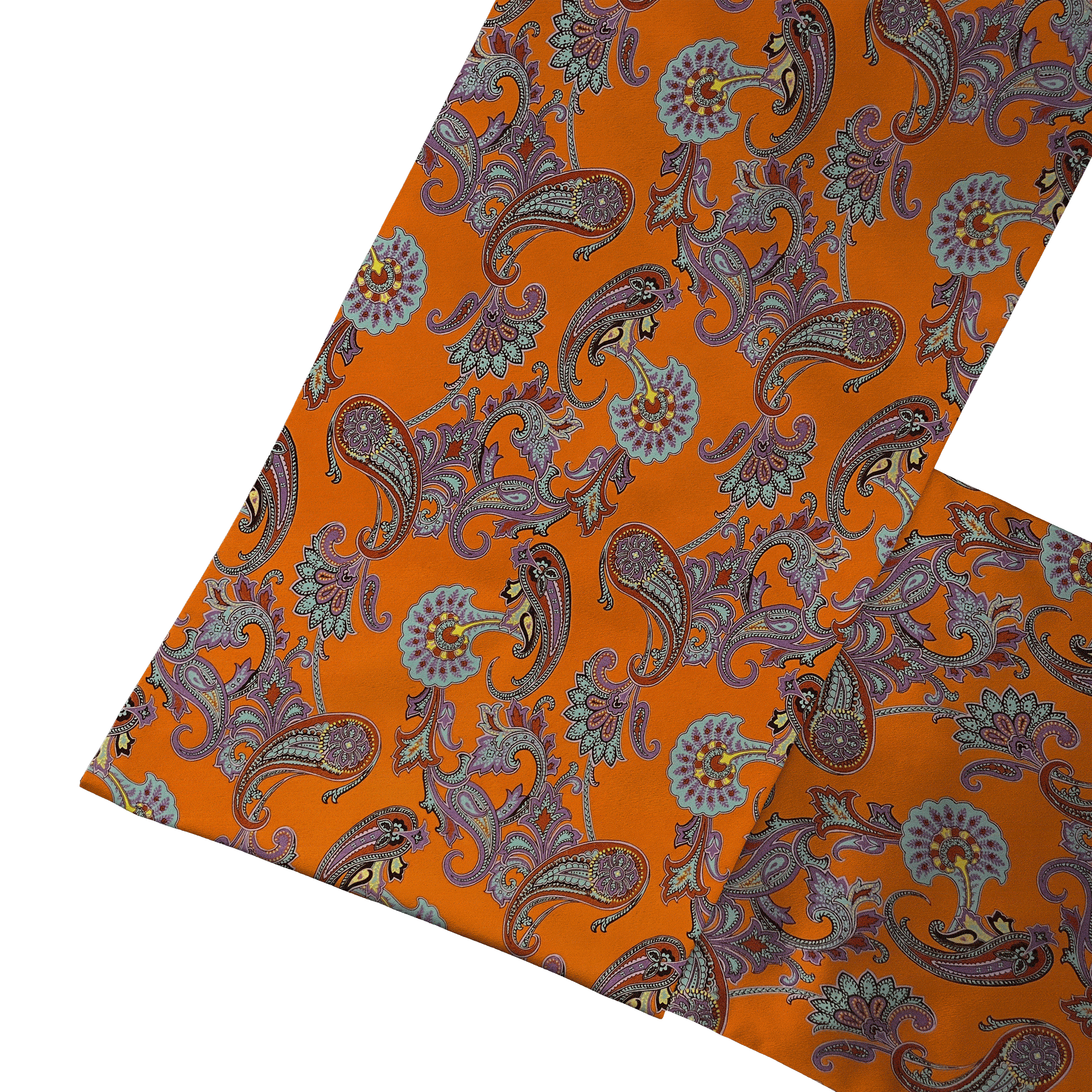 Mantelschal aus Seide, Stoff: großes mehrfarbiges Paisley auf organge (6842)