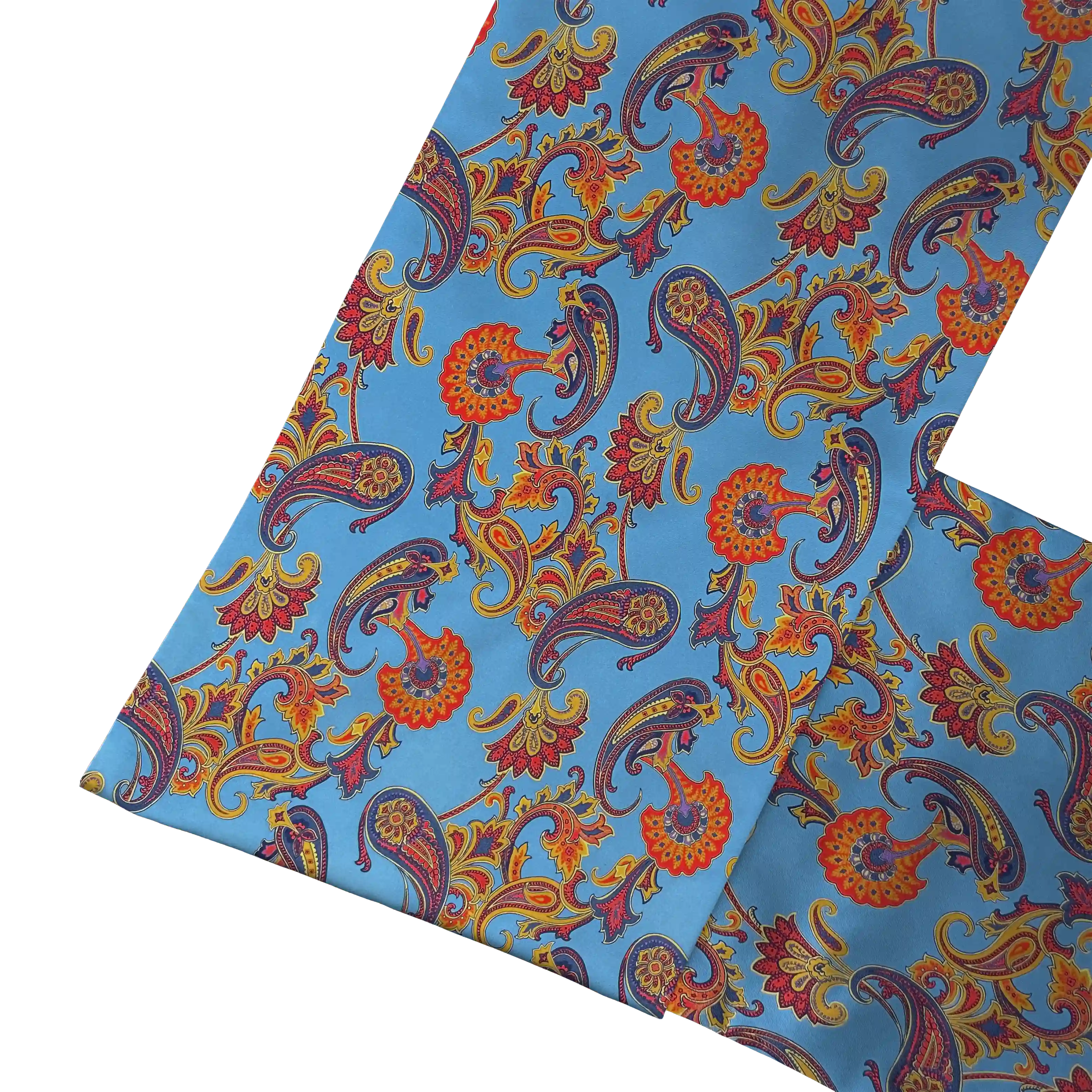 Fiorentina-Schal aus Seide, Stoff: großes mehrfarbiges Paisley auf himmelblau (6843)