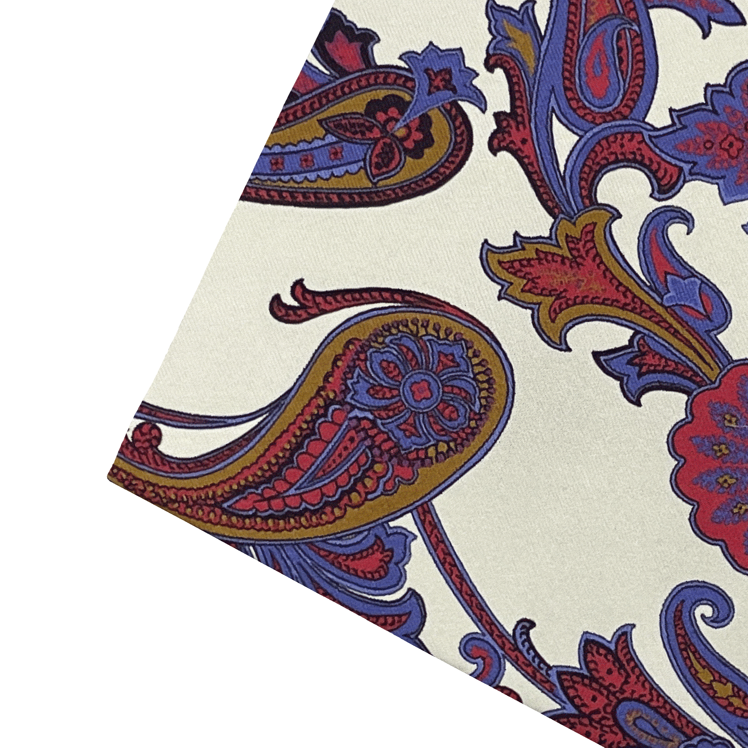 Ziertuch aus Seide, 30 x 30 cm, Stoff: großes mehrfarbiges Paisley auf crème (6844)