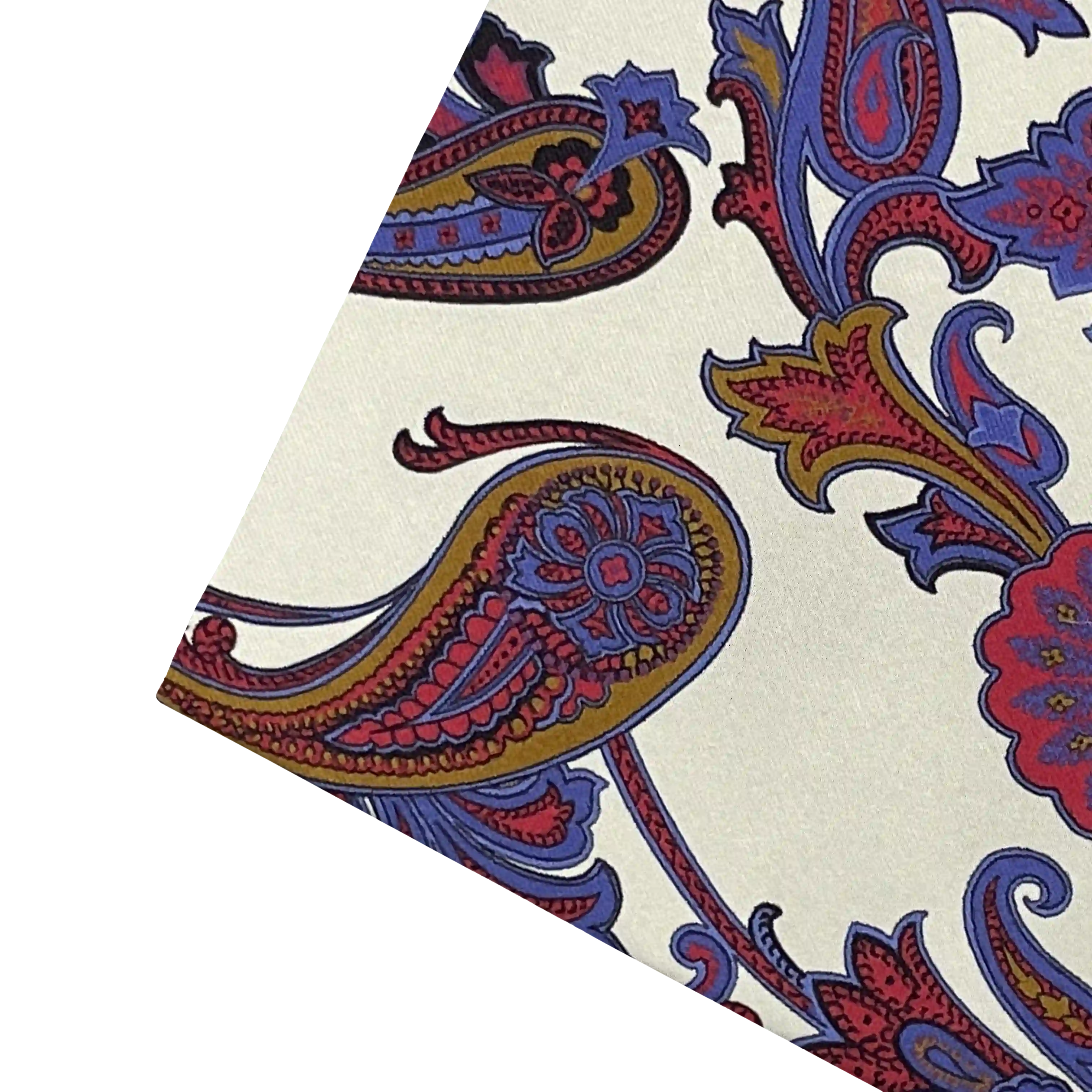 Ziertuch aus Seide, 30 x 30 cm, Stoff: großes mehrfarbiges Paisley auf crème (6844)
