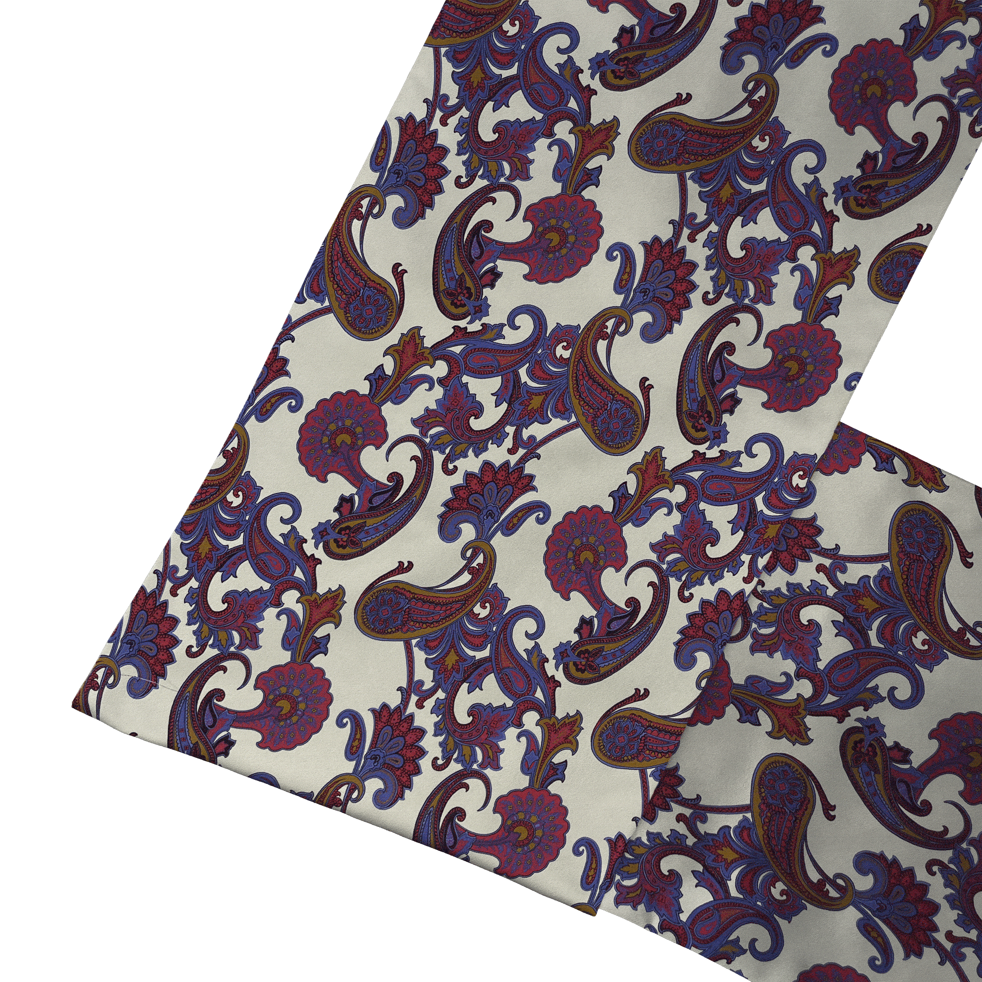 Sacco-Schal aus Seide, Stoff: großes mehrfarbiges Paisley auf crème (6844)