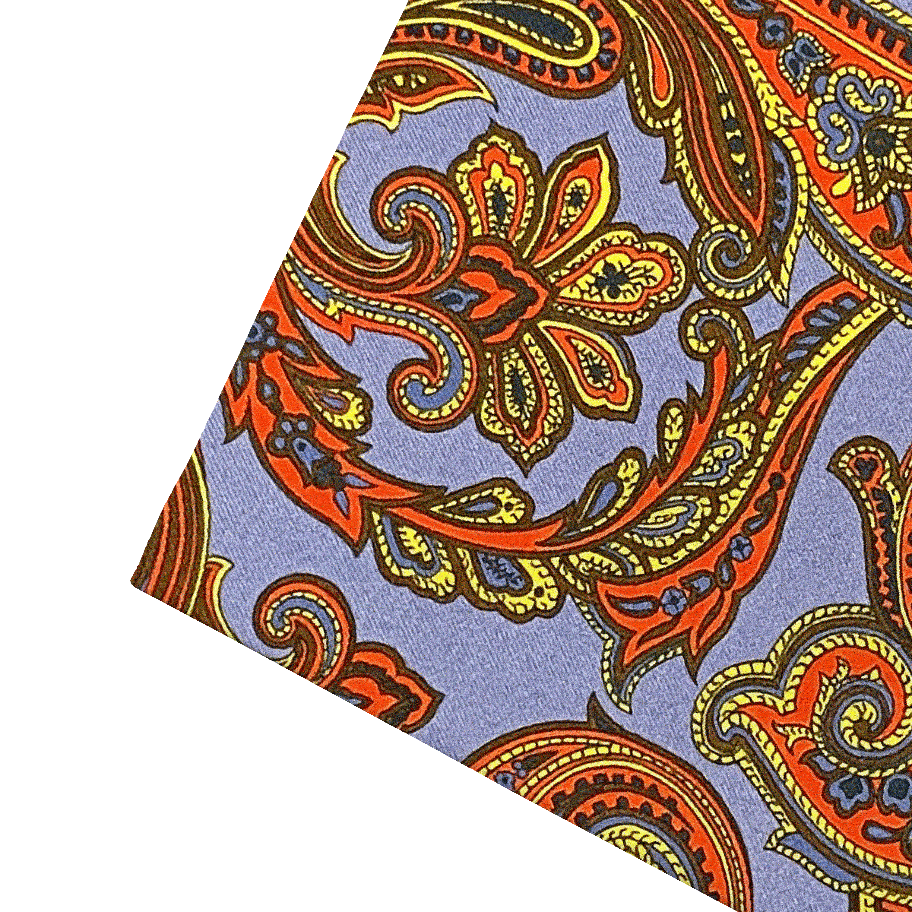 Ziertuch aus Seide, 30 x 30 cm, Stoff: großes mehrfarbiges Paisley auf blau (6754)
