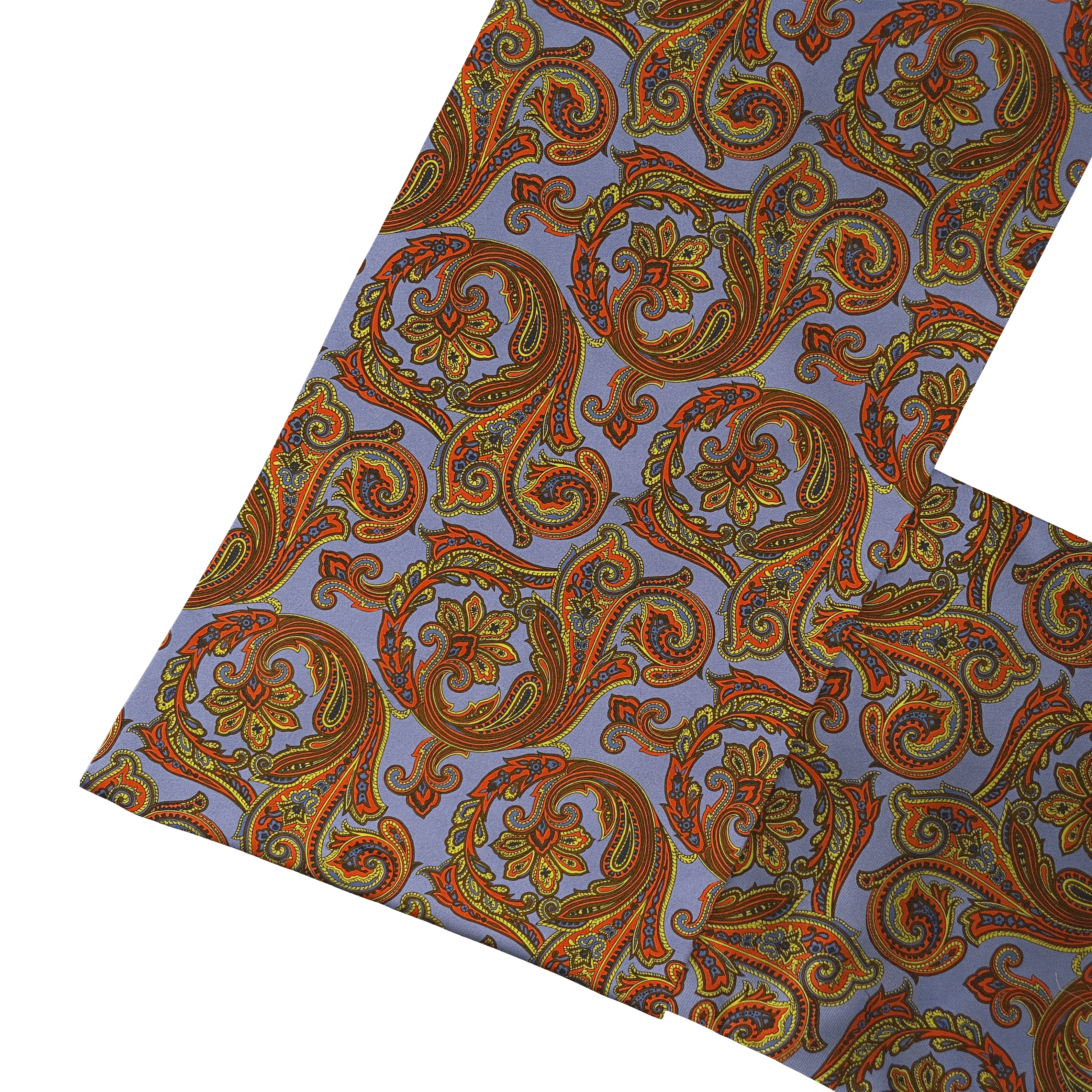 [SC-S-138-60-6754] Sacco-Schal aus Seide, Stoff: großes mehrfarbiges Paisley auf blau (6754) (138 cm)