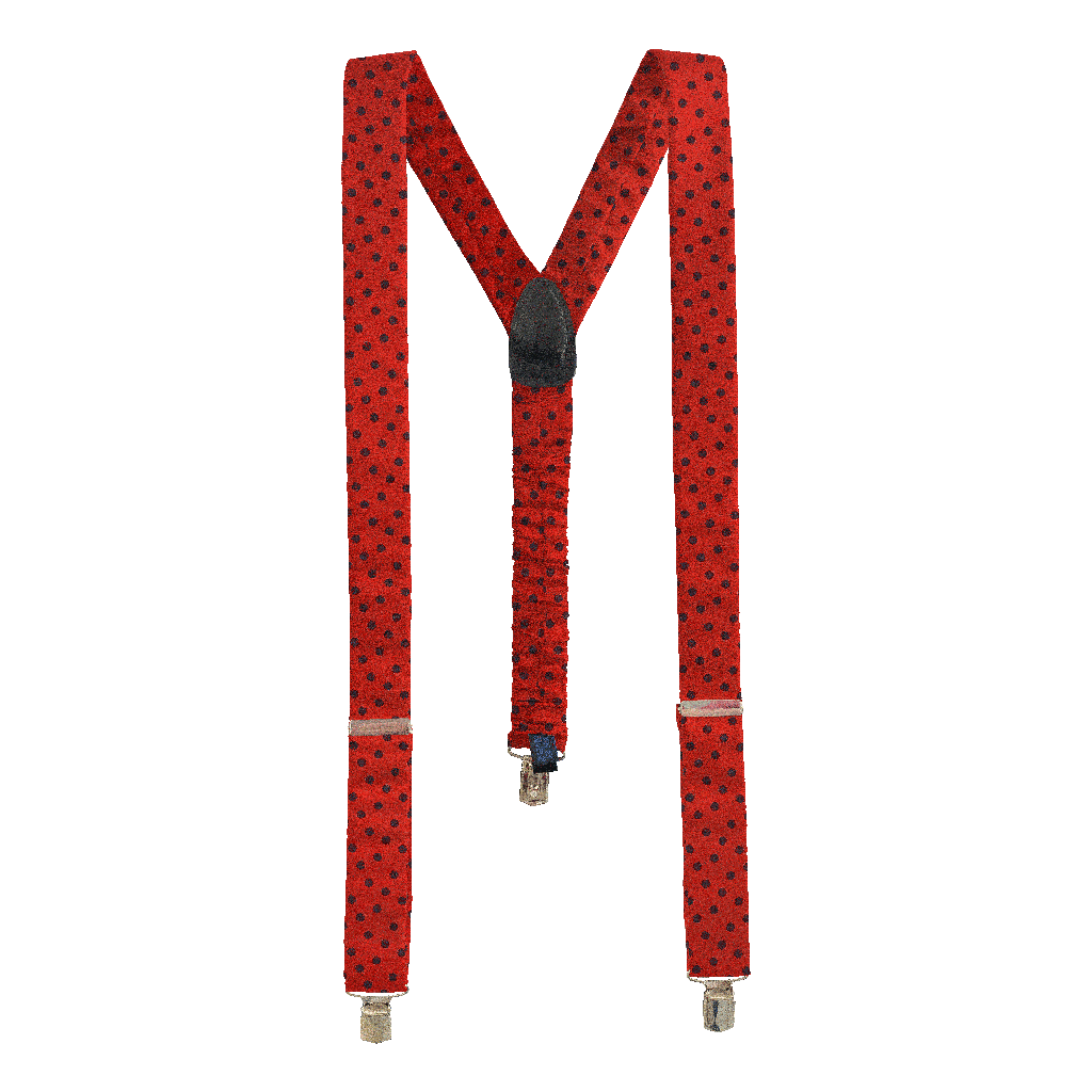 [BR-M-70-7165] Hosenträger aus Seide, Stoff: dunkelblau wirr gepunktet auf rot (7165) (Metallklips)