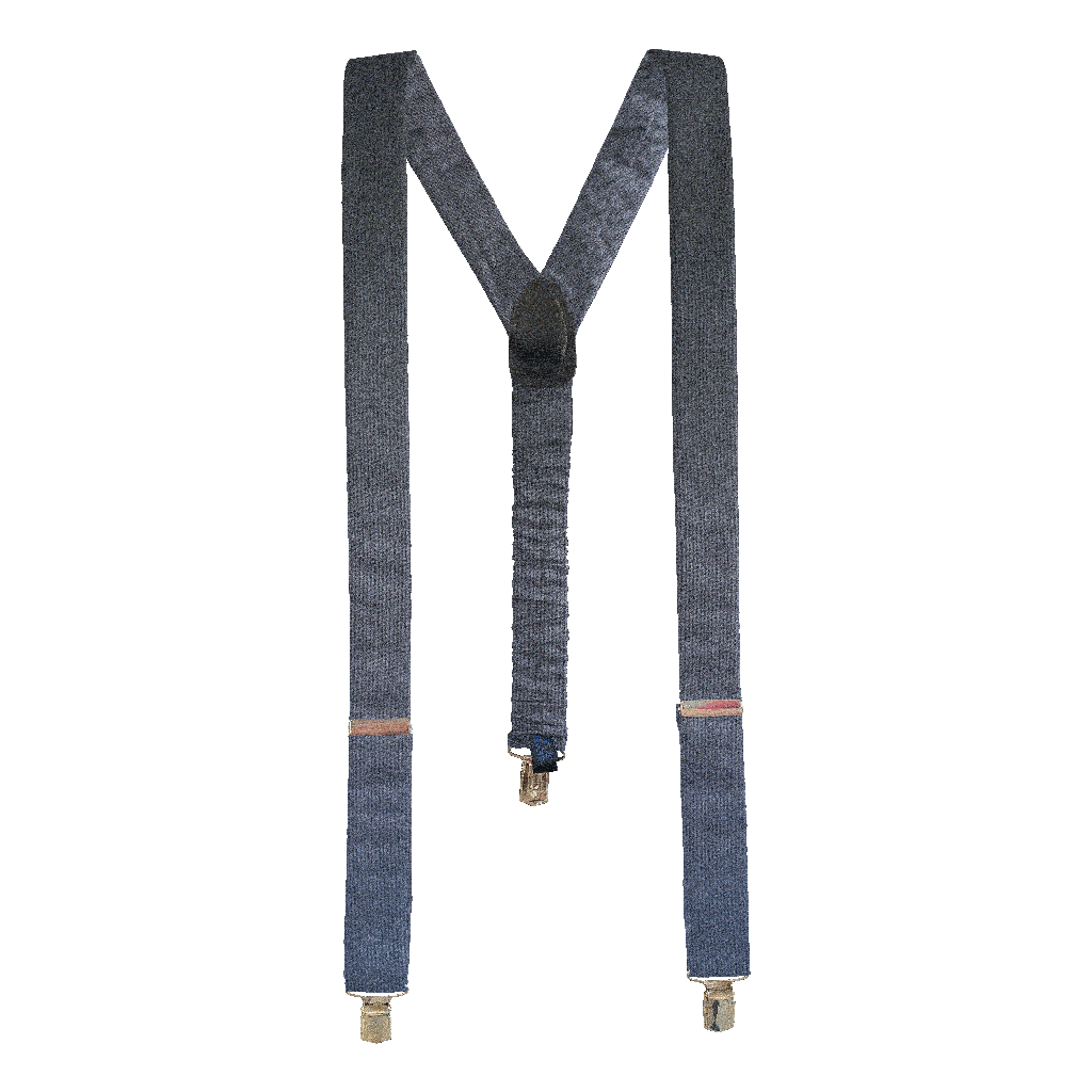 [BR-M-04-0457] Hosenträger aus Seide, Stoff: einfarbig grau (0457) (Metallklips)