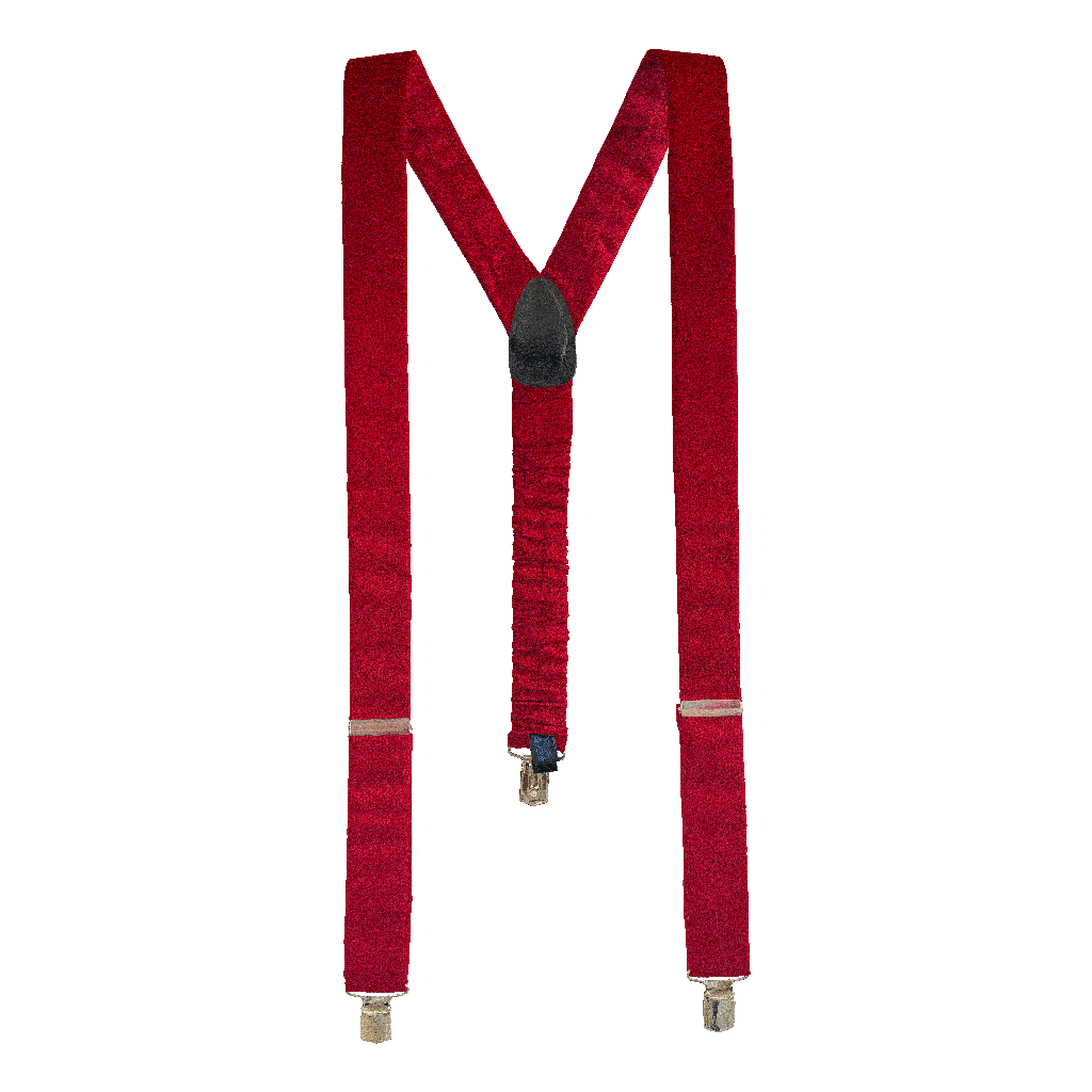 [BR-M-04-0445] Hosenträger aus Seide, Stoff: einfarbig hochrot (0445) (Metallklips)