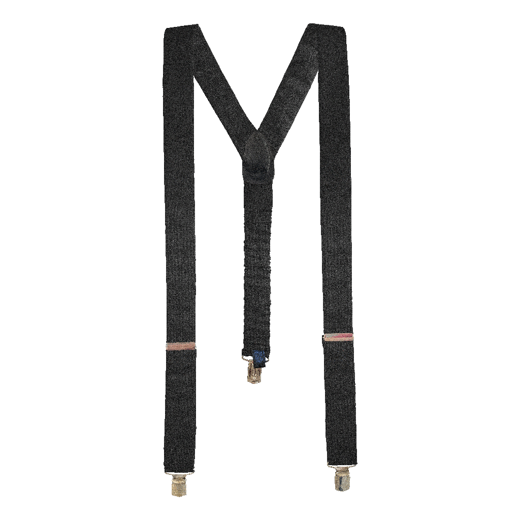 [BR-M-04-0480] Hosenträger aus Seide, Stoff: einfarbig schwarz (0480) (Metallklips)