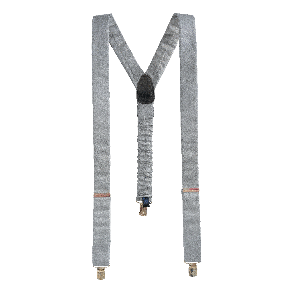 [BR-M-04-0453] Hosenträger aus Seide, Stoff: einfarbig silber (0453) (Metallklips)