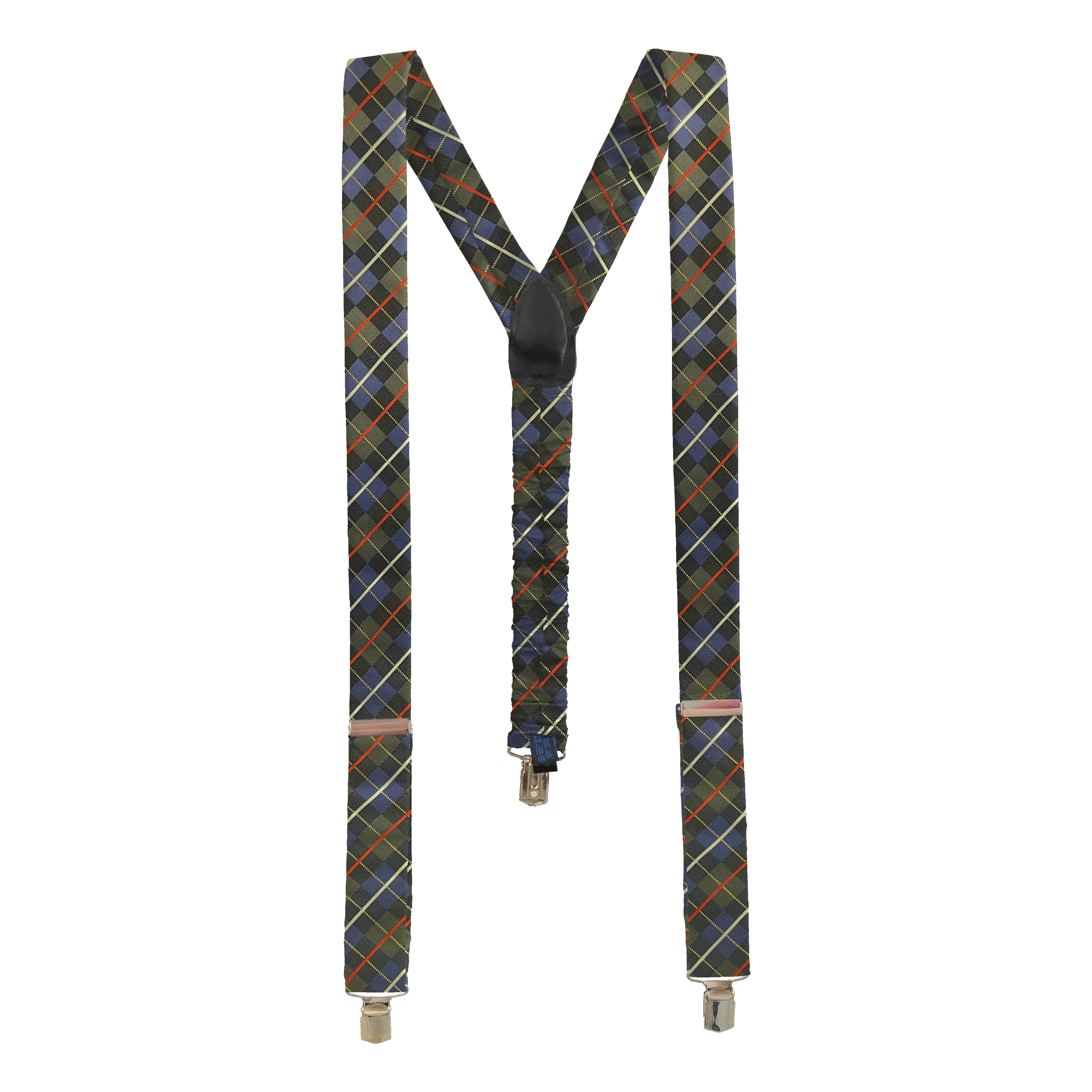 Hosenträger aus Seide, Stoff: geometrisch gemustert in grau und königsblau (7287)