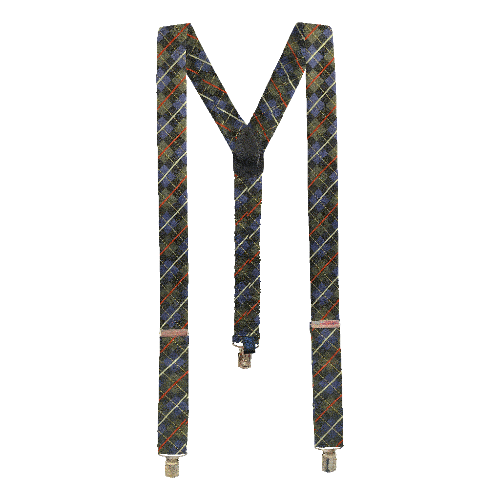 [BR-M-70-7287] Hosenträger aus Seide, Stoff: geometrisch gemustert in grau und königsblau (7287) (Metallklips)